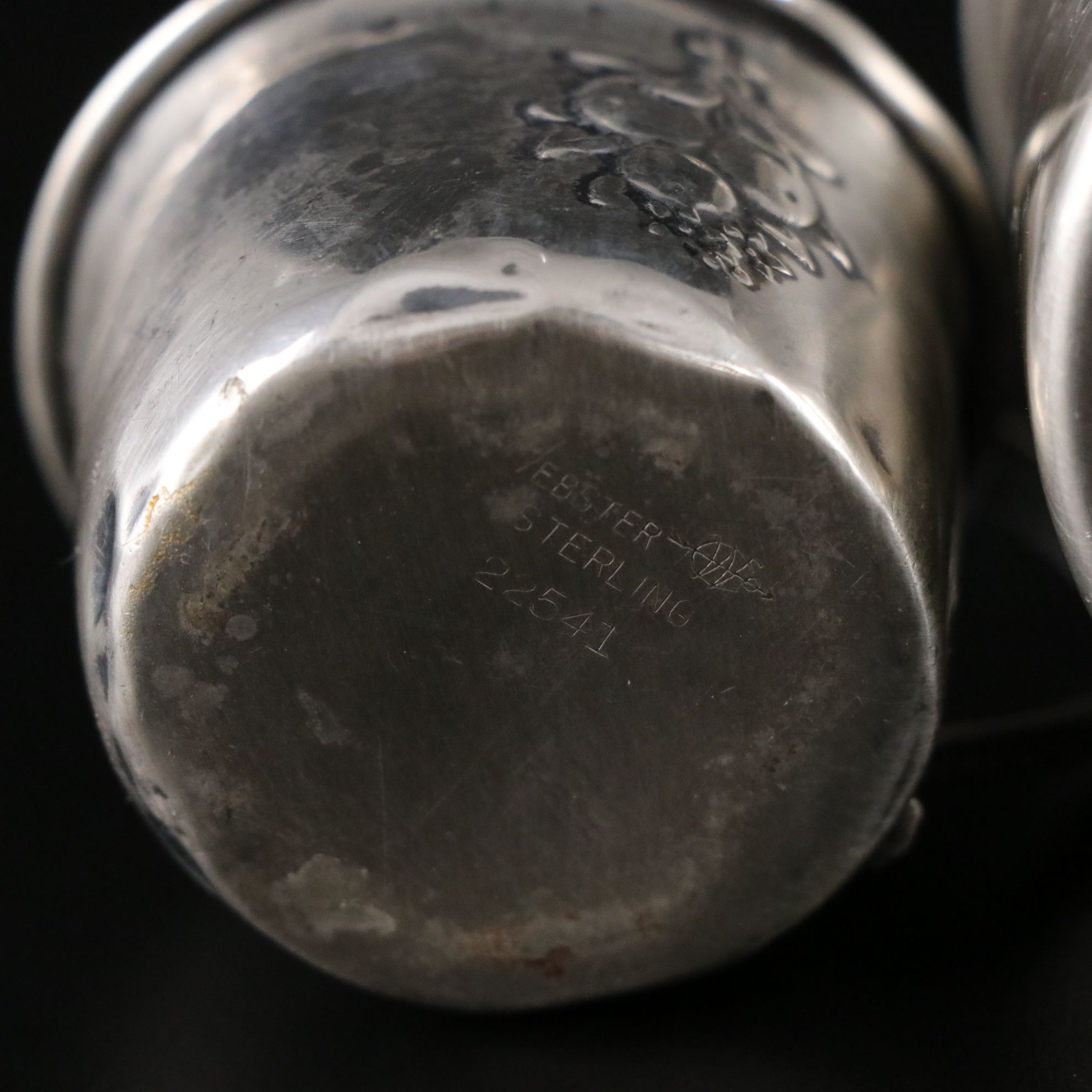 Sterling Salt & Pepper Shakers & Cups with Silver Plate Porridge Bowls