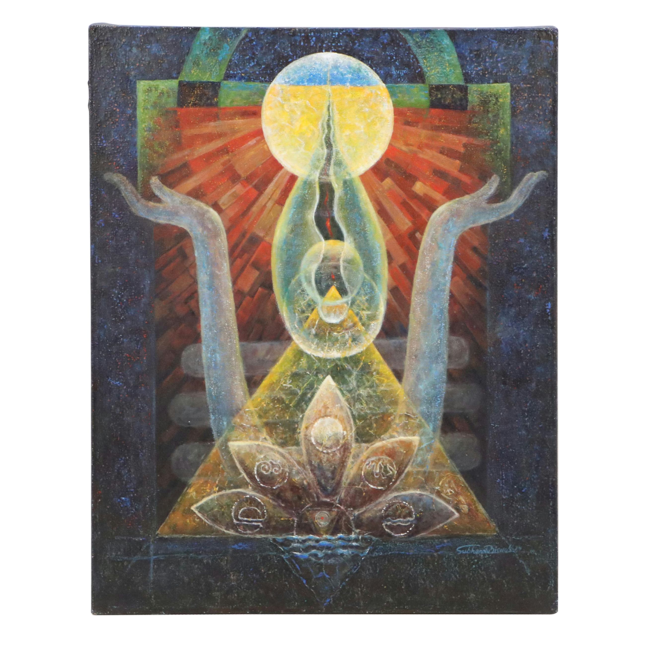 Subhendu Biswas Acrylic Painting "Play of Power," 21st Century