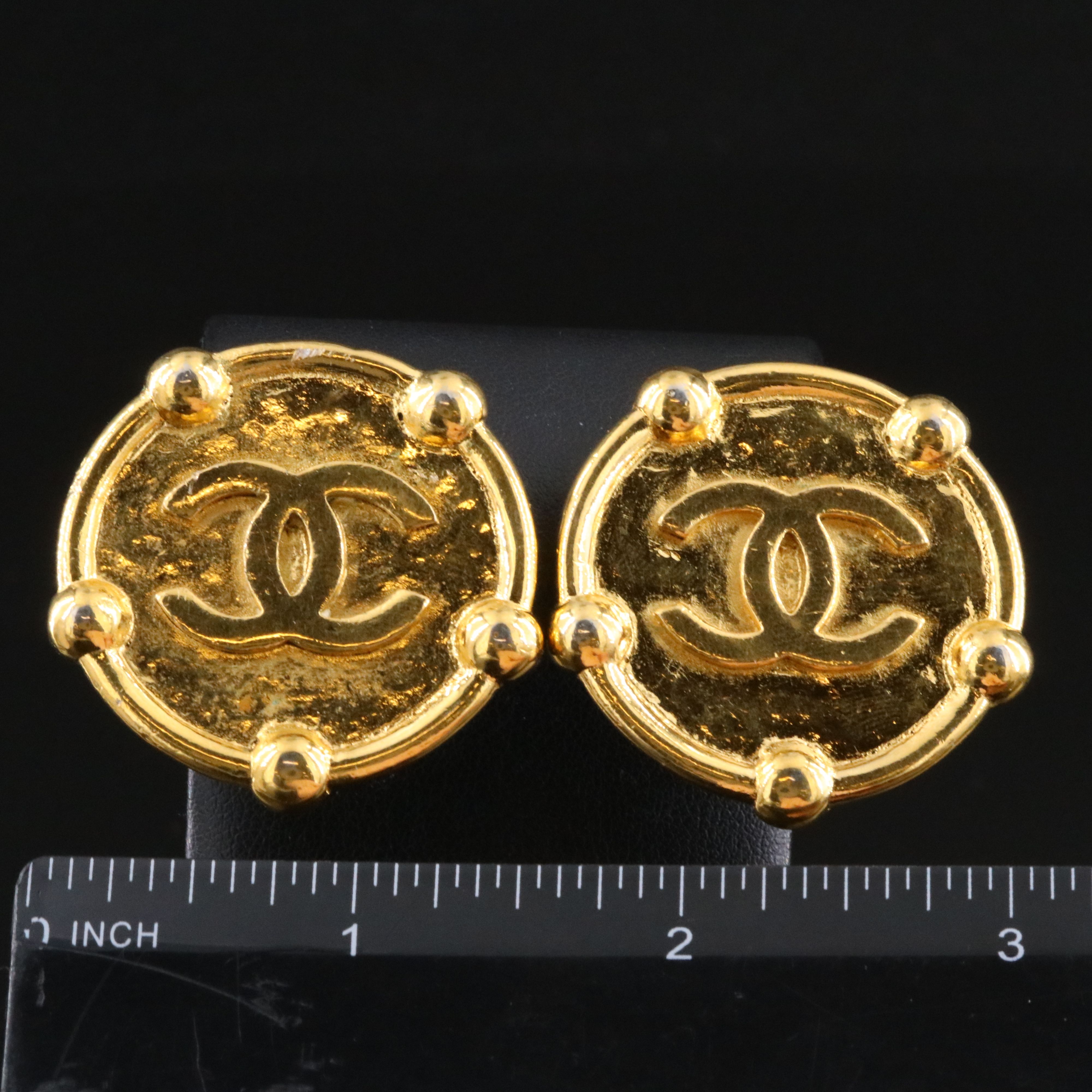 Chanel CC Disc Clip Earrings 1983
