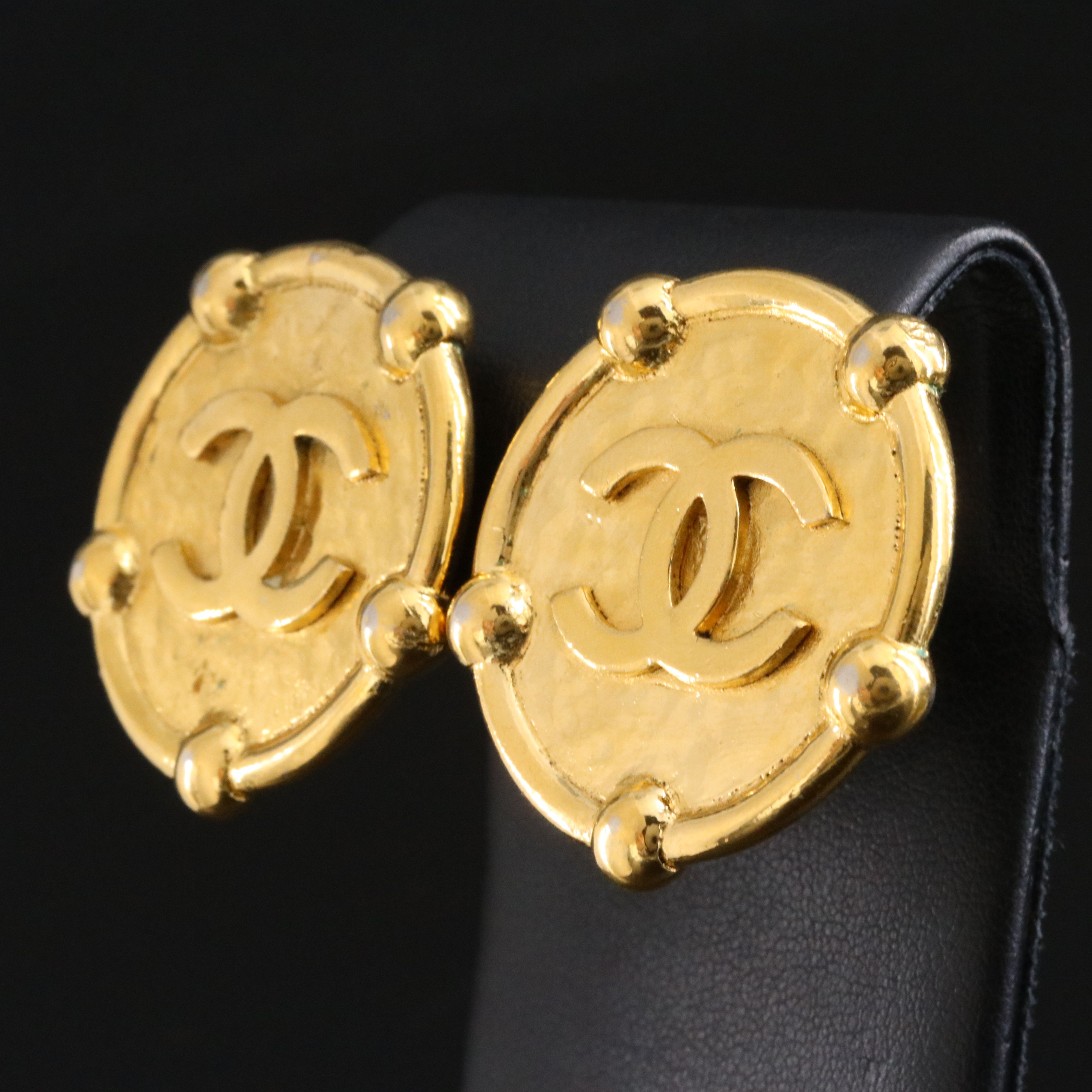 Chanel CC Disc Clip Earrings 1983