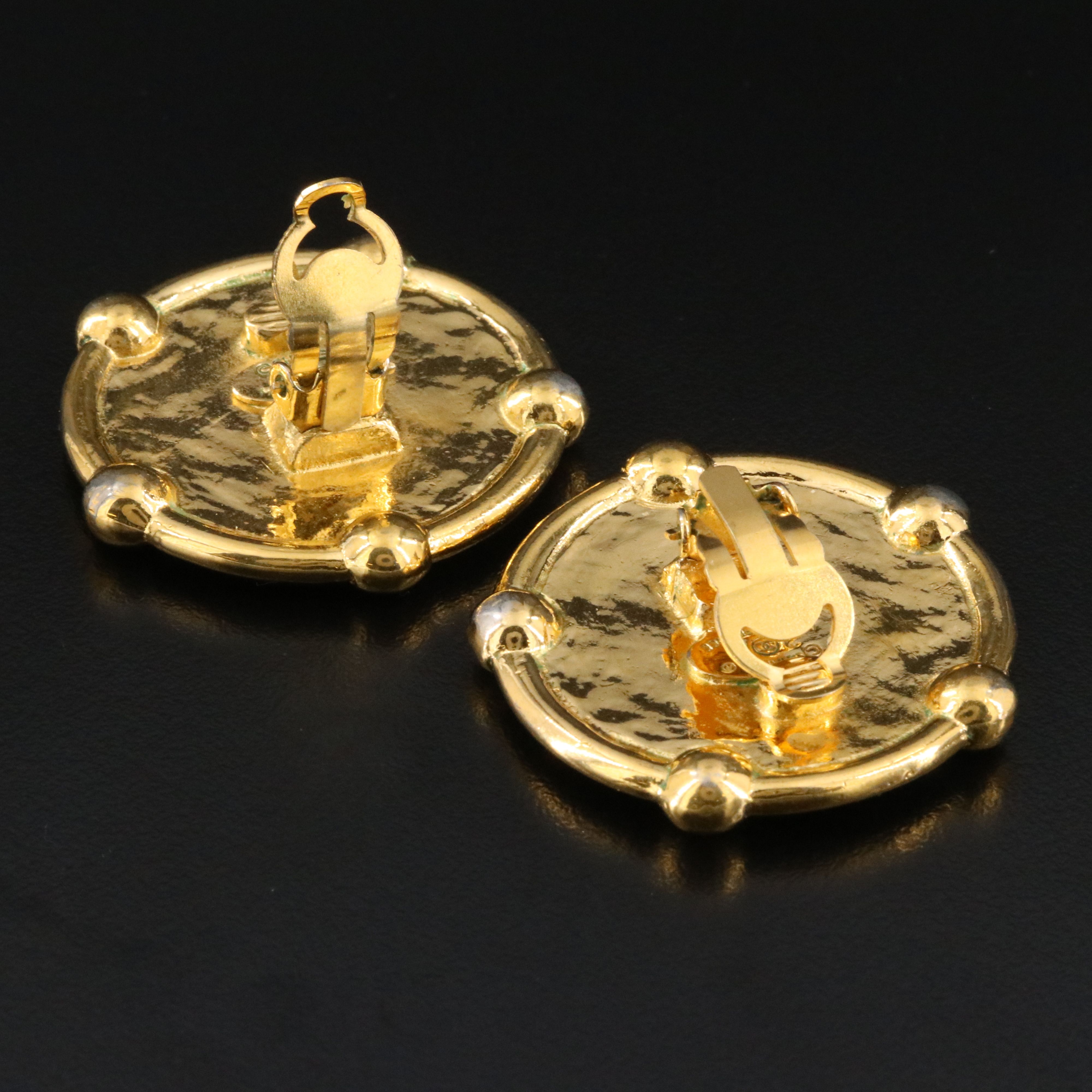Chanel CC Disc Clip Earrings 1983