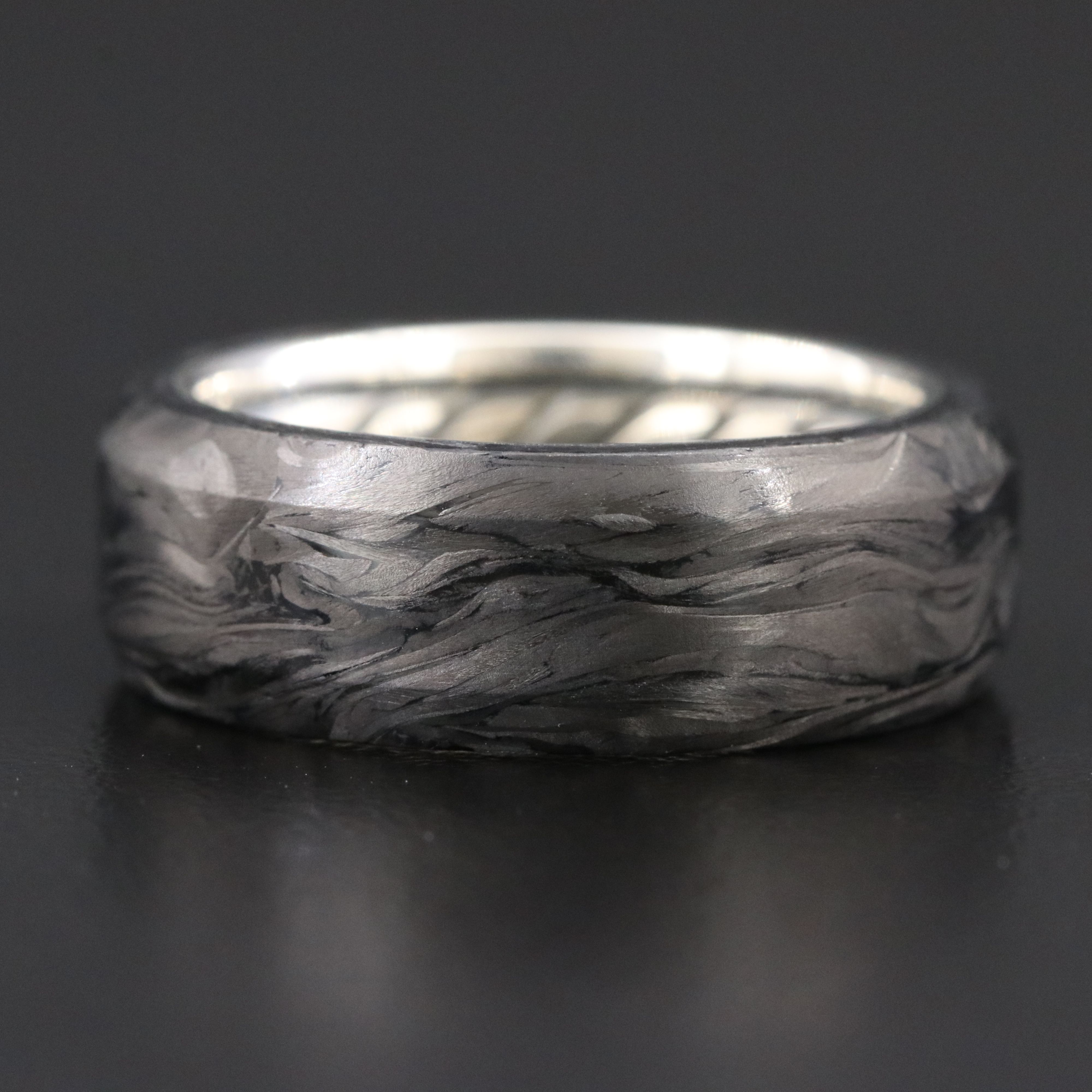 David Yurman Streamline Sterling Forged Carbon Beveled Band