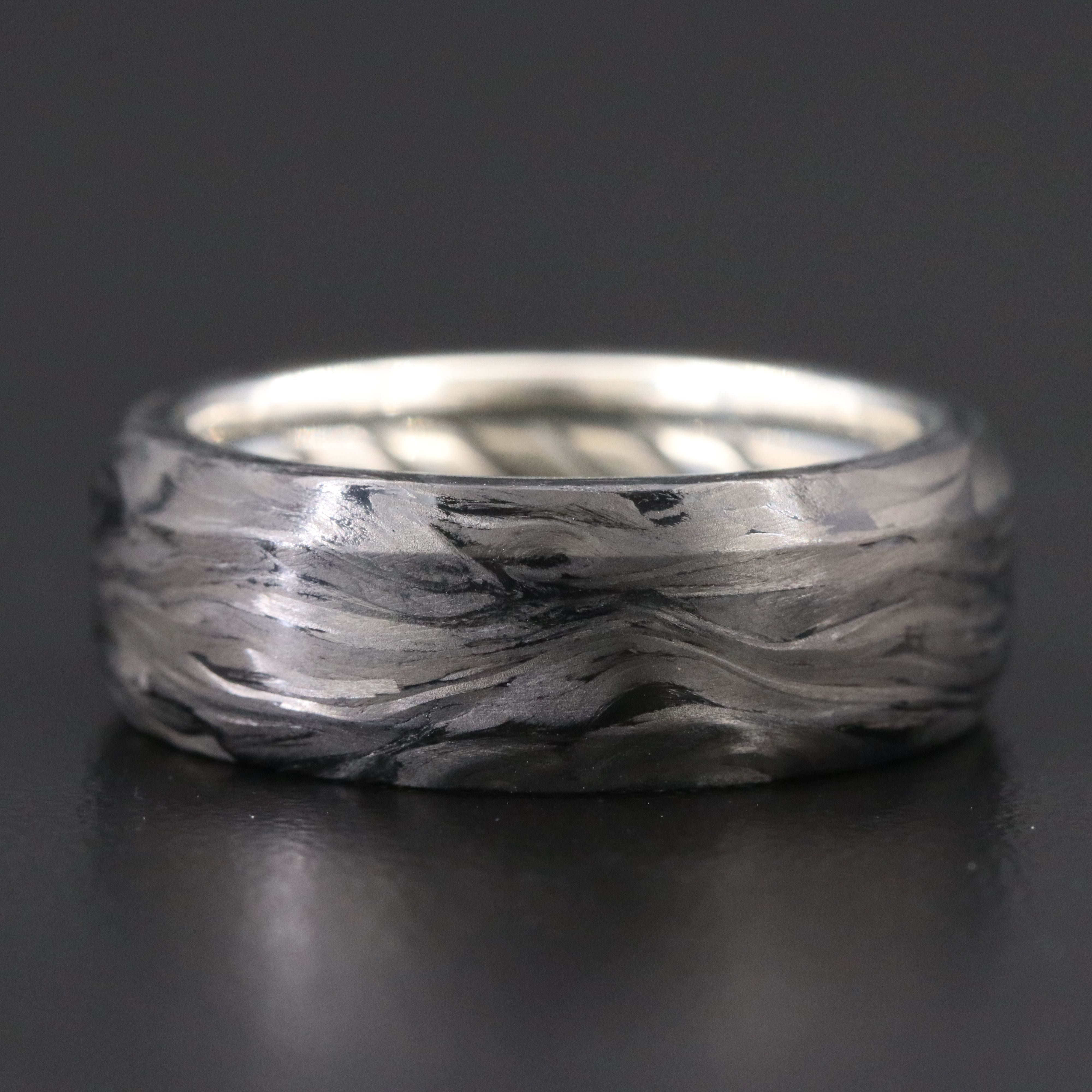 David Yurman Streamline Sterling Forged Carbon Beveled Band