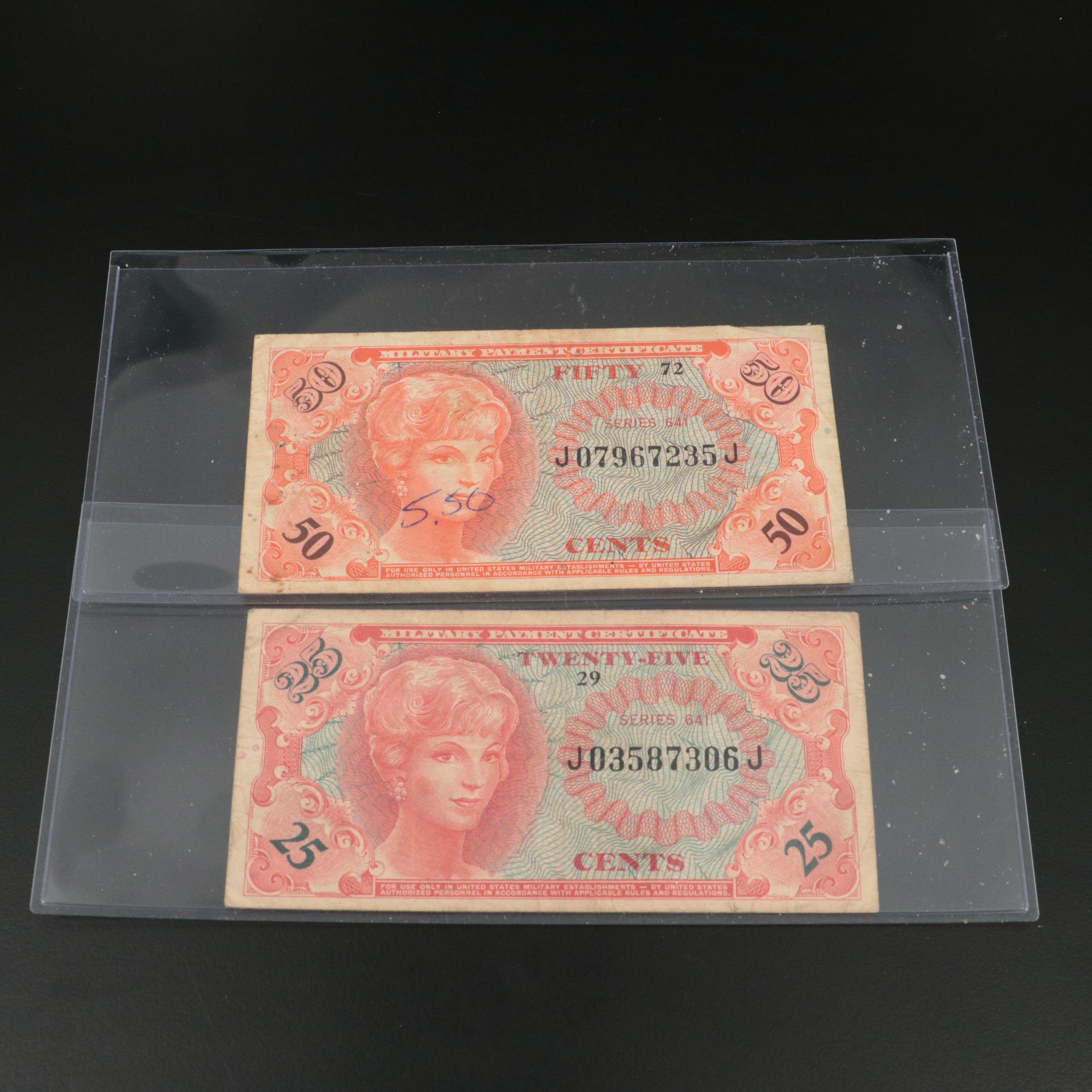 Collection of Six Military Payment Certificates