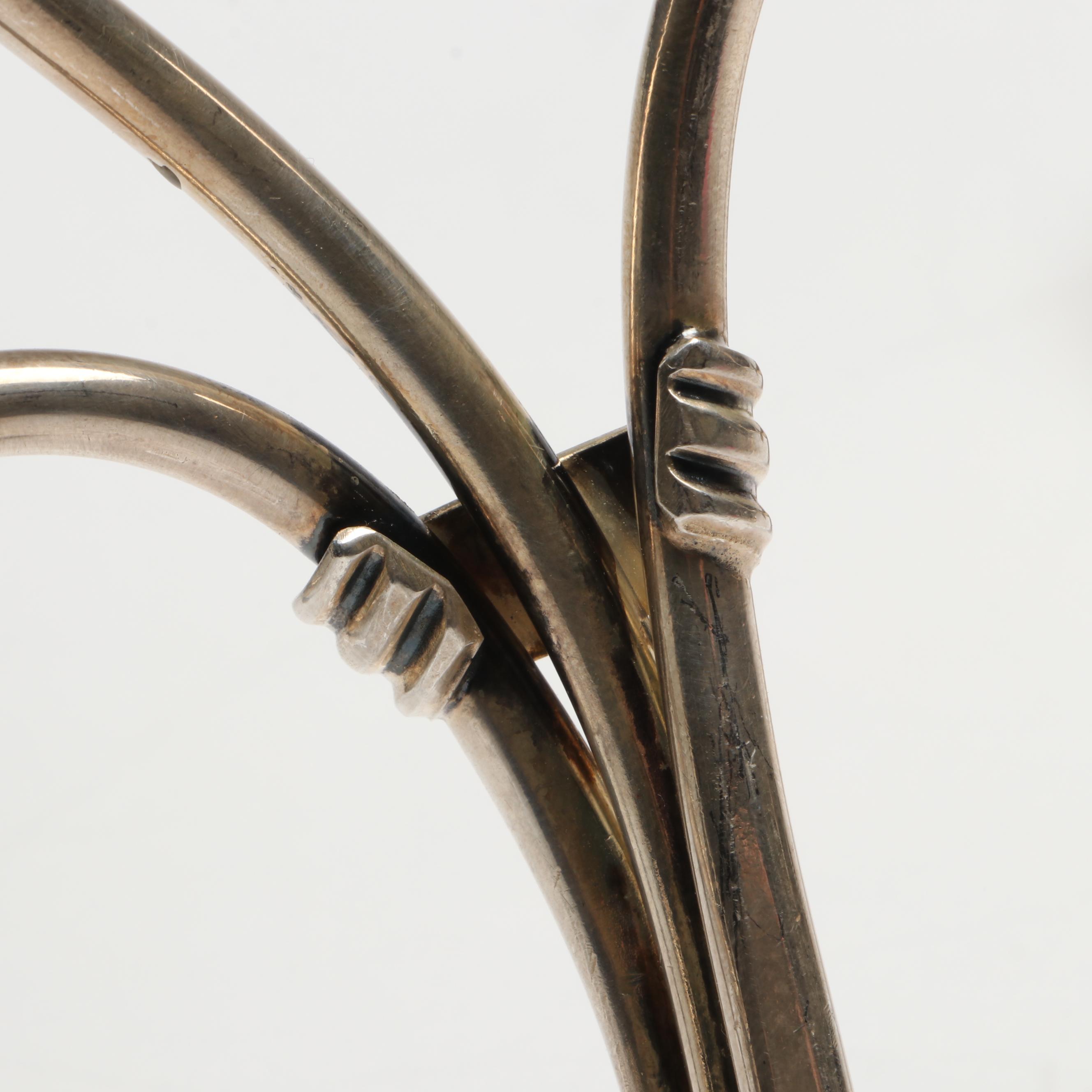 Pair of Hans Jensen Silver Plate Calla Lily Candle Holders