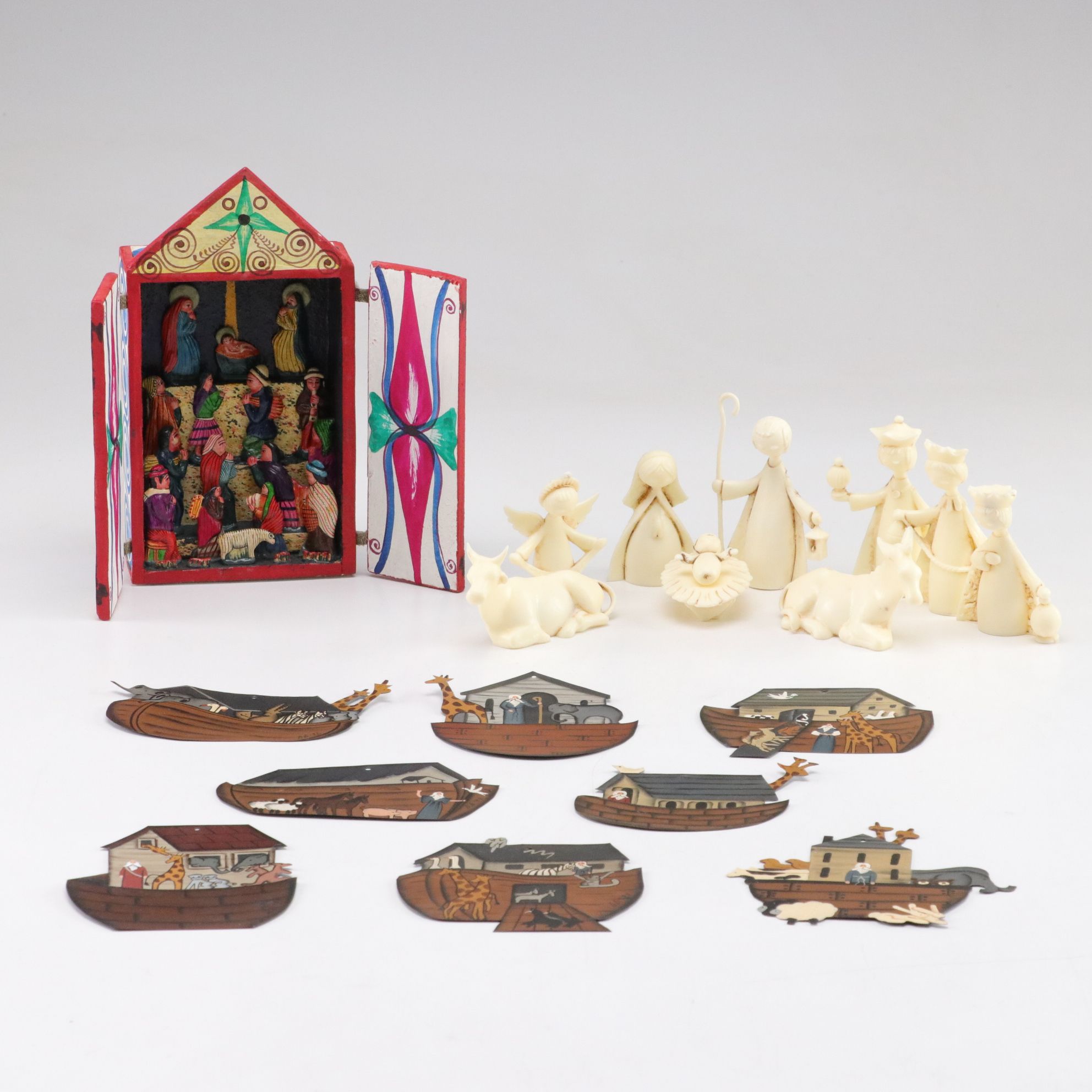 Sigillo Garanzia Nativity with Peruvian Retablo and Noah's Ark Ornaments