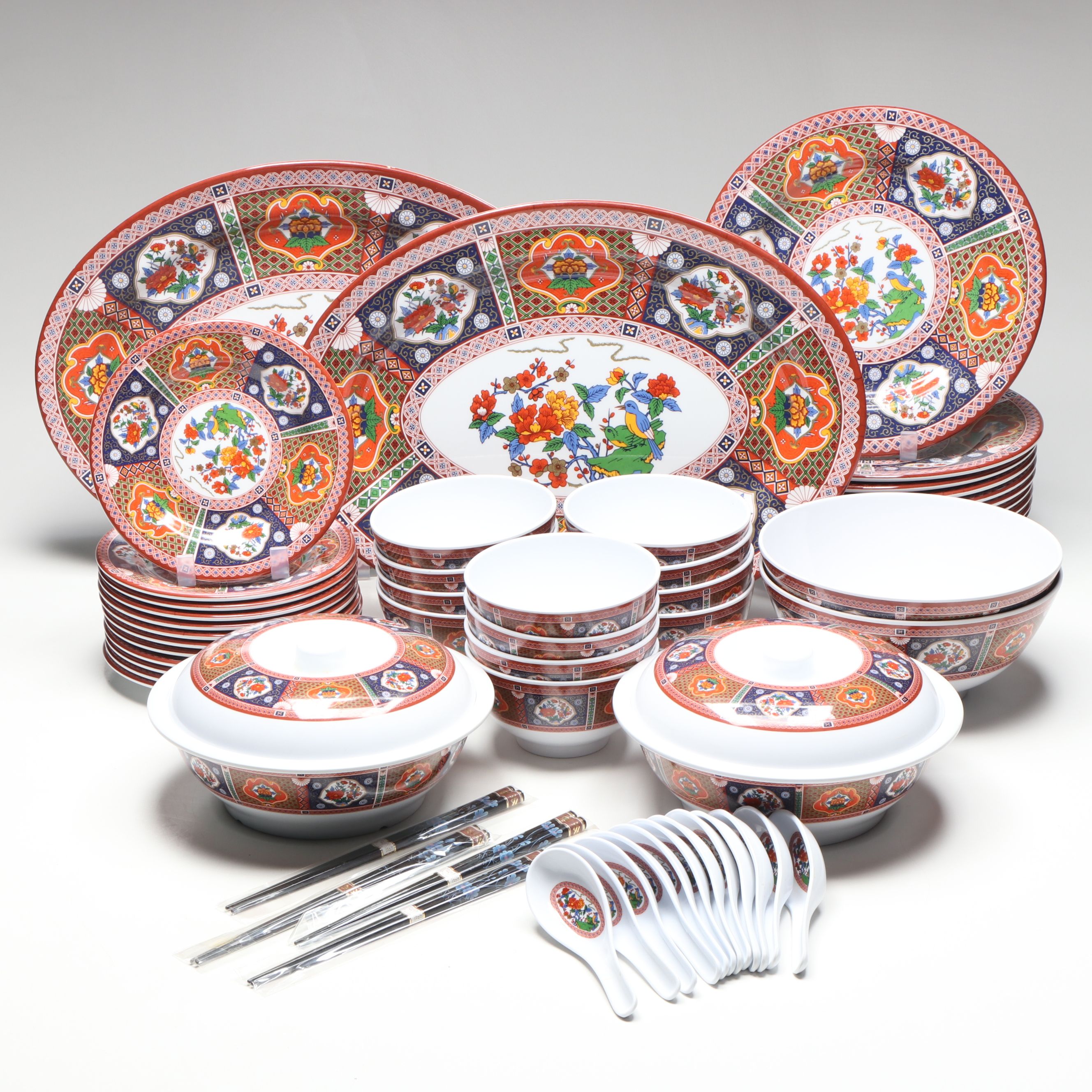 Imari Style Melamine Tableware and Serving Pieces