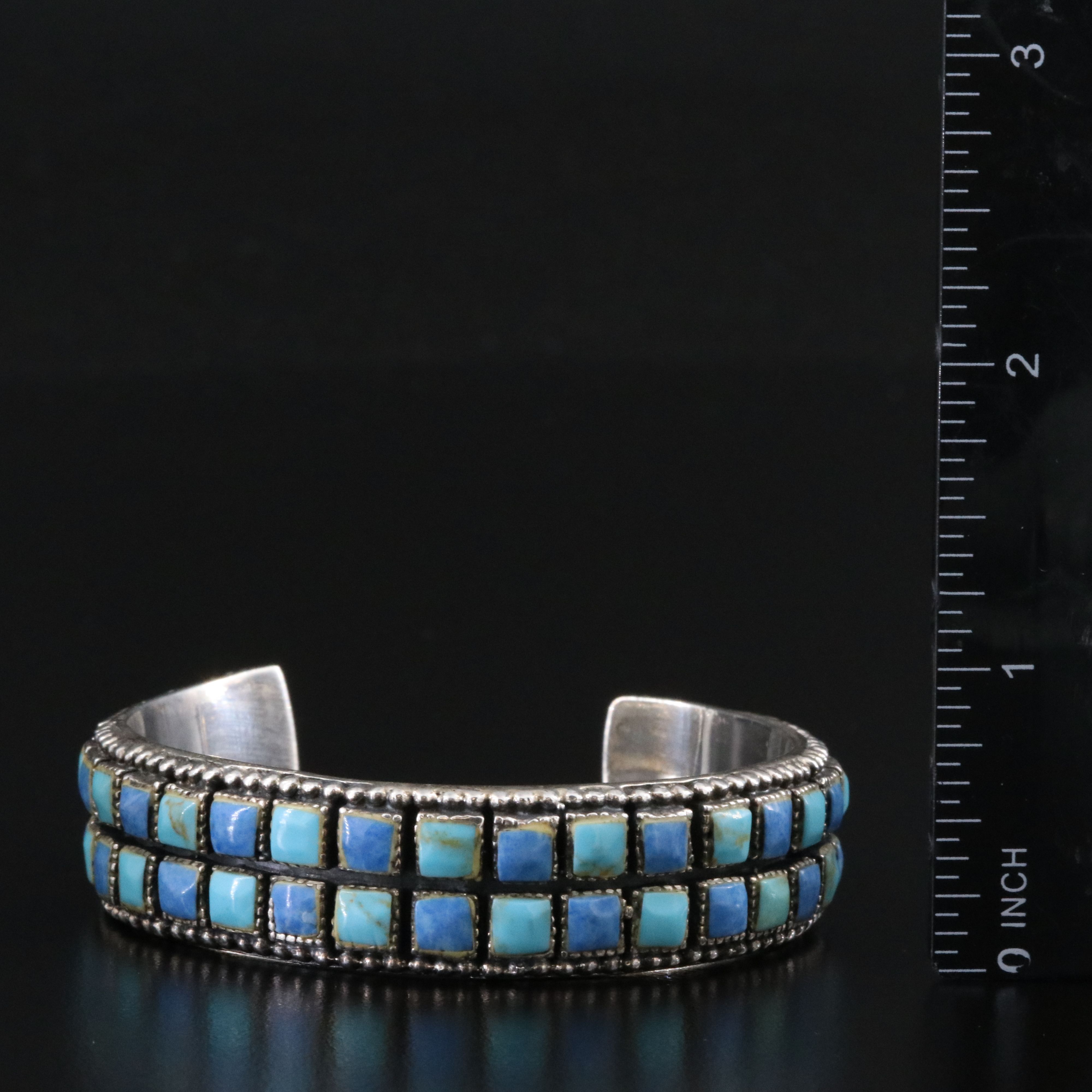 Sterling Turquoise and Denim Lapis Cuff Bracelet