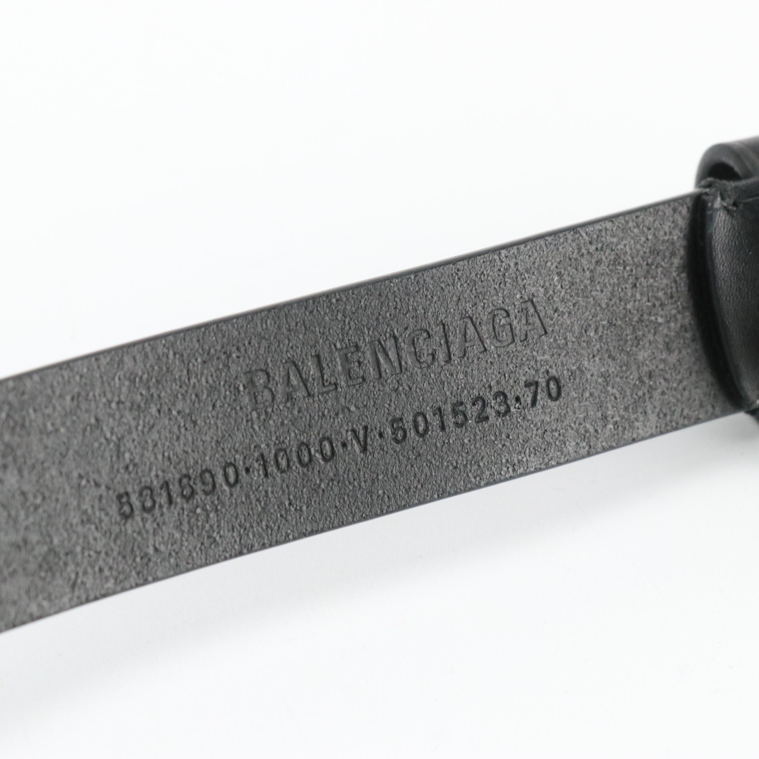 Balenciaga BB Black Leather Belt