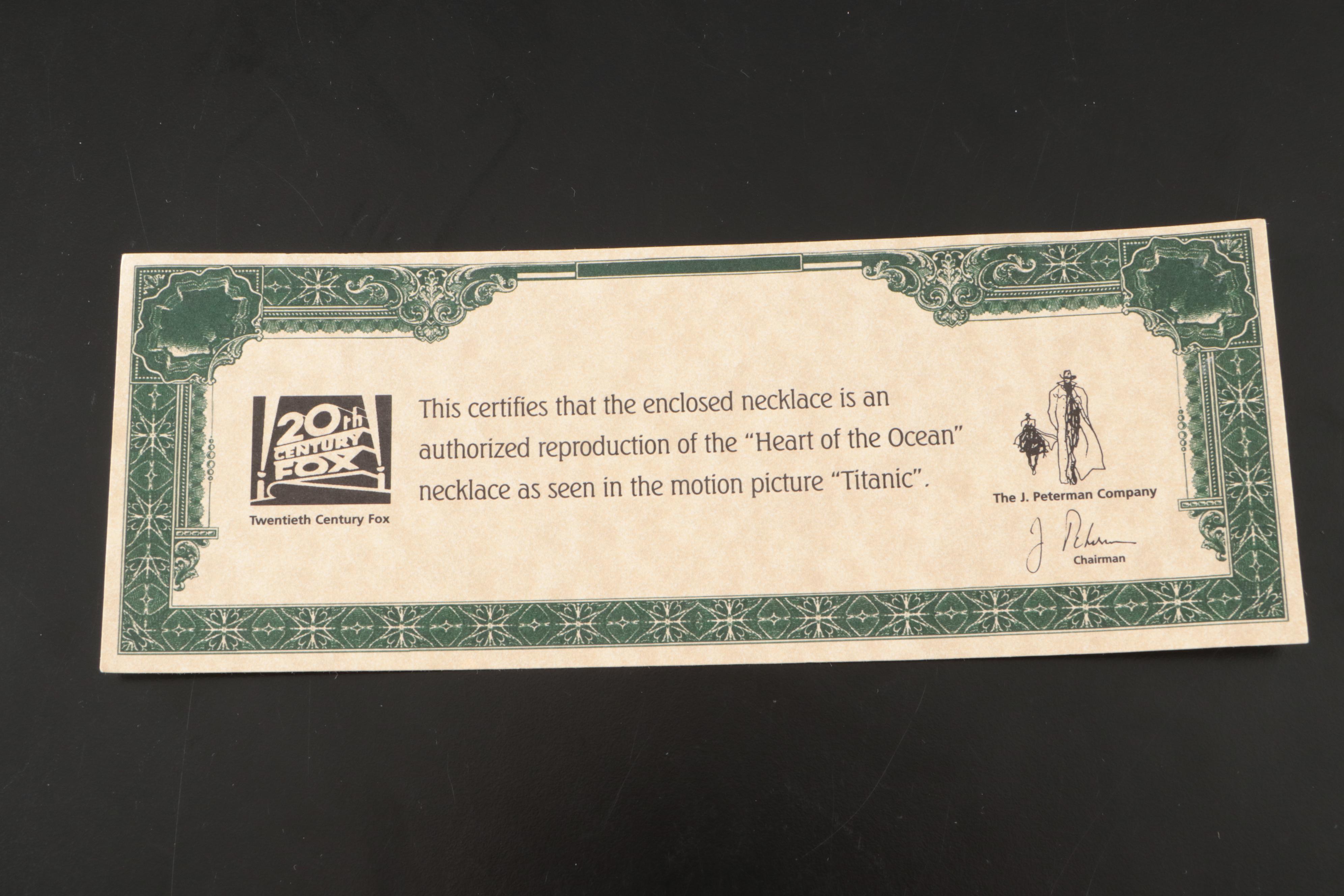 J. Peterman Company "Titanic: Heart of the Ocean" Reproduction Necklace