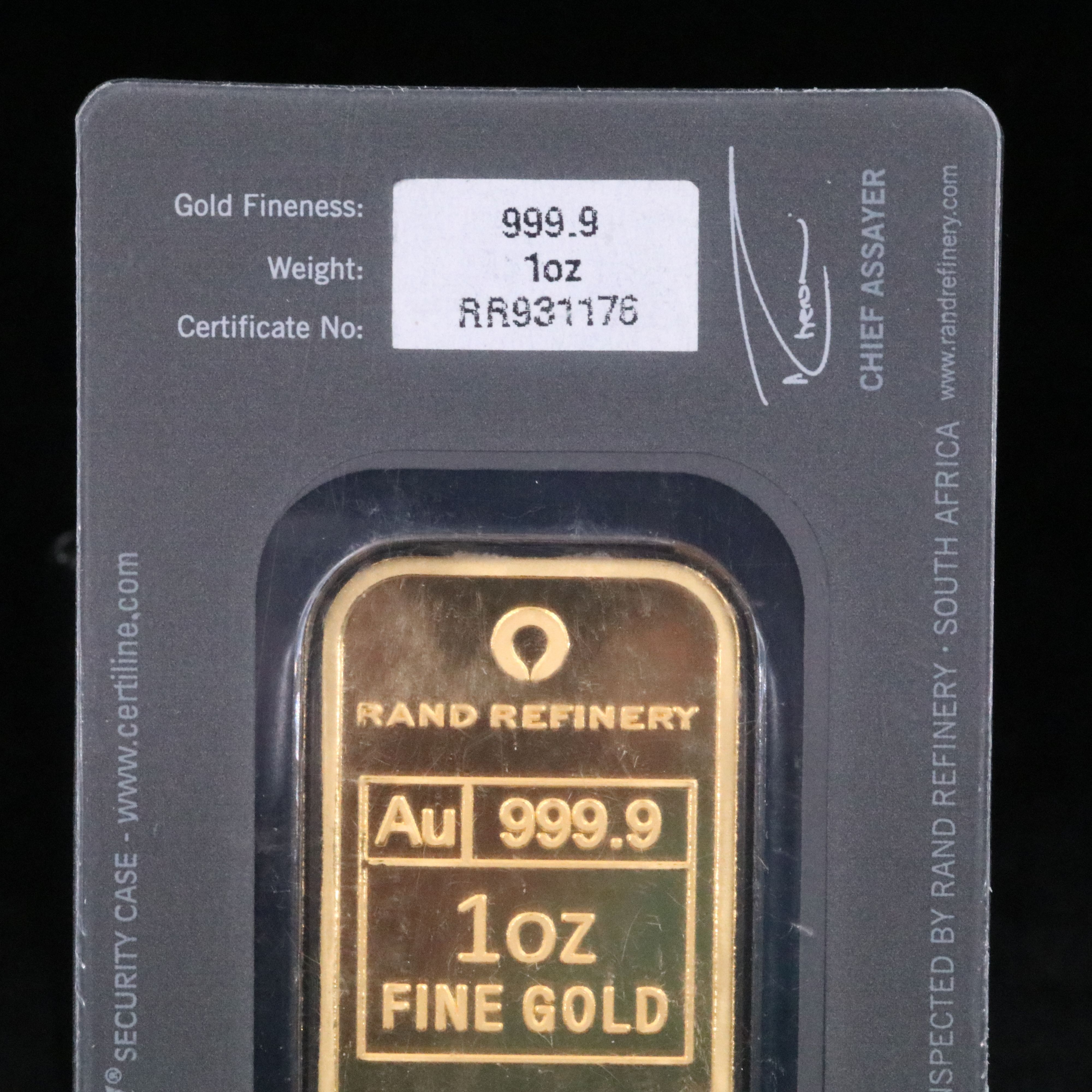 Rand Refinery One Troy Ounce .9999 Fine Gold Bar