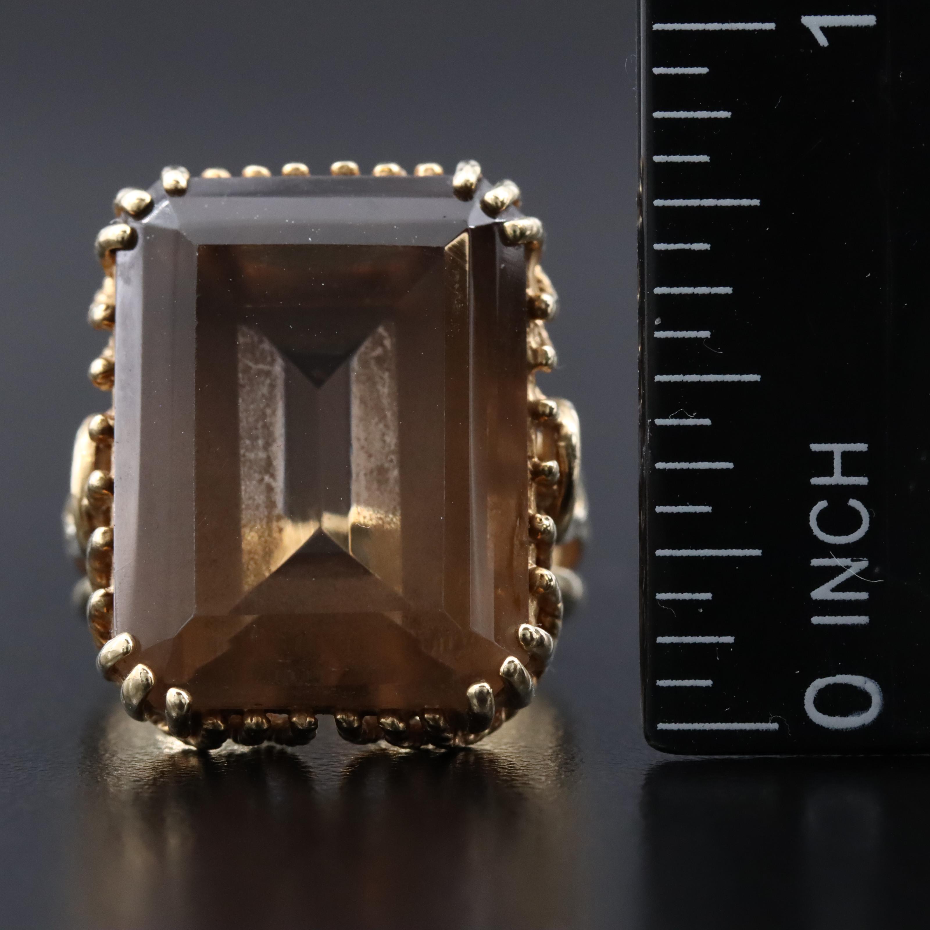 10K 21.49 CT Smoky Quartz Solitaire Ring