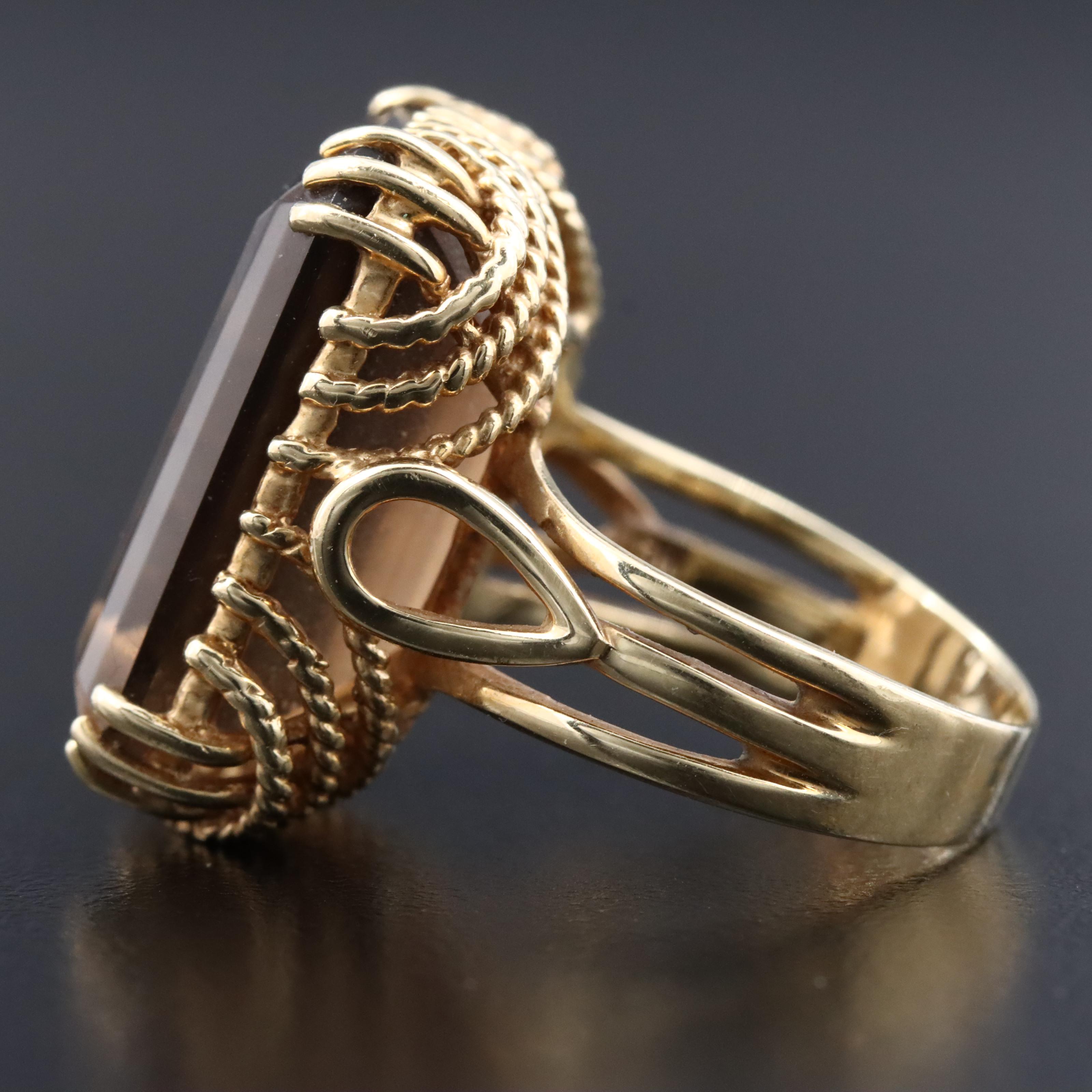 10K 21.49 CT Smoky Quartz Solitaire Ring