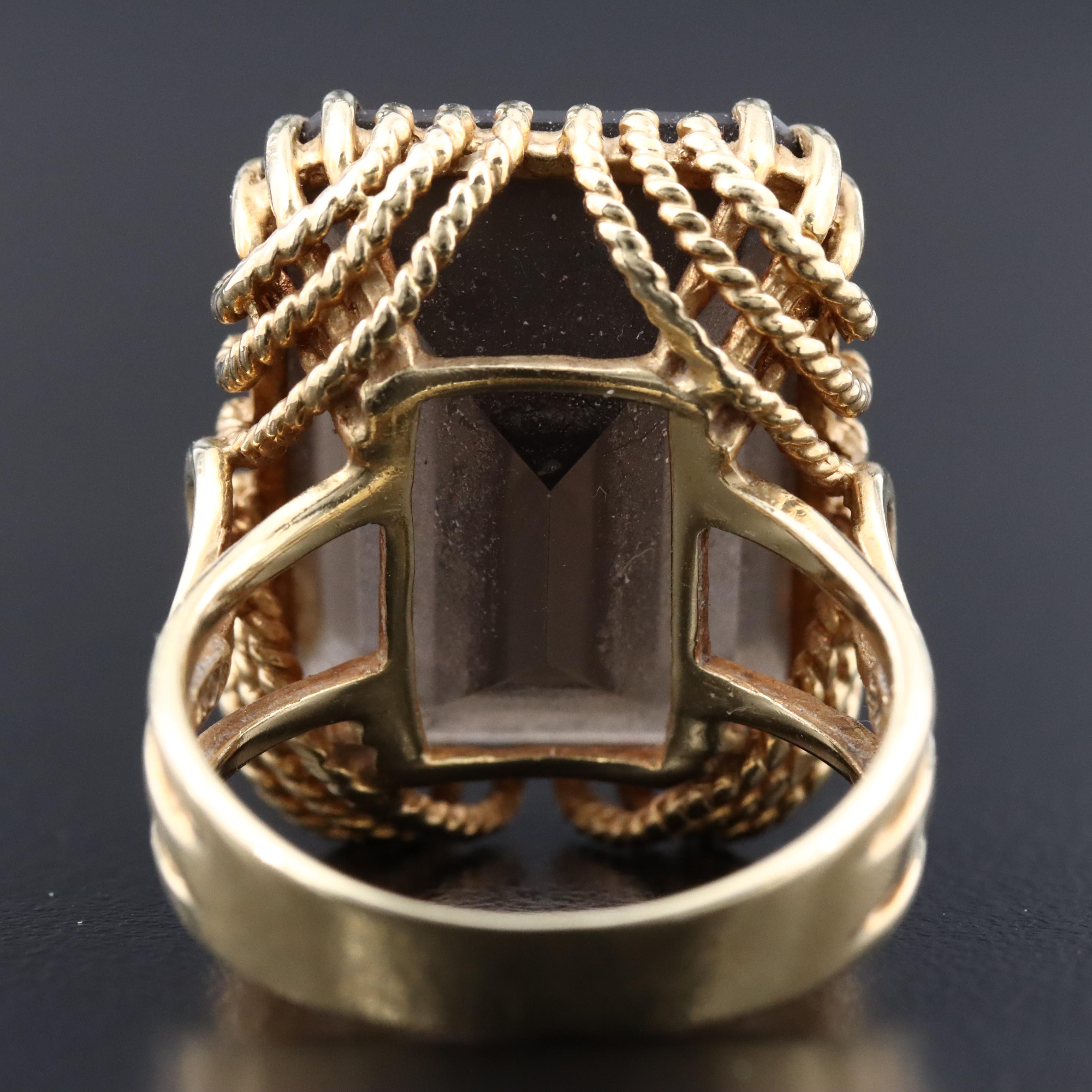 10K 21.49 CT Smoky Quartz Solitaire Ring