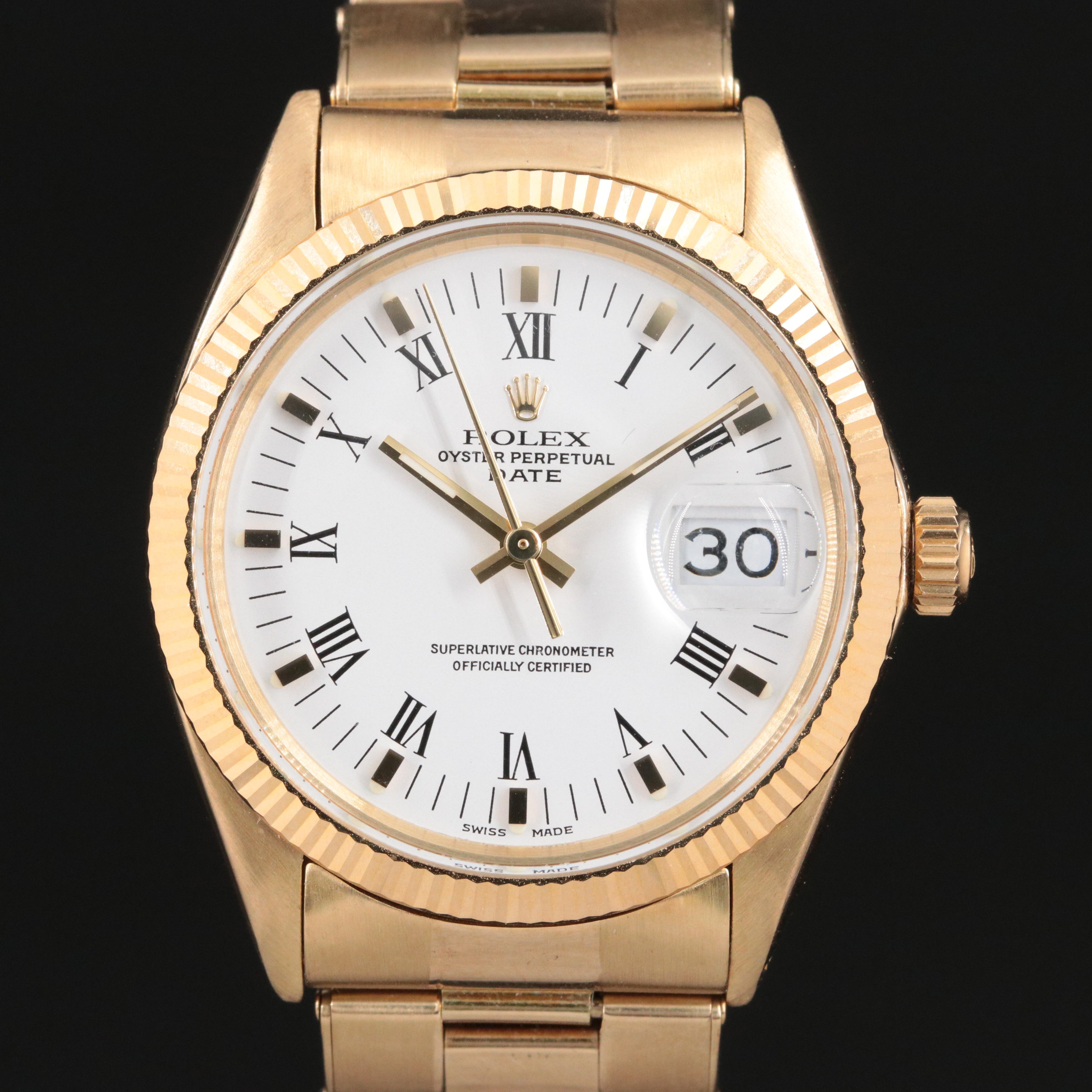 14K Rolex Oyster Perpetual Date 1503 Vintage Watch c.1970