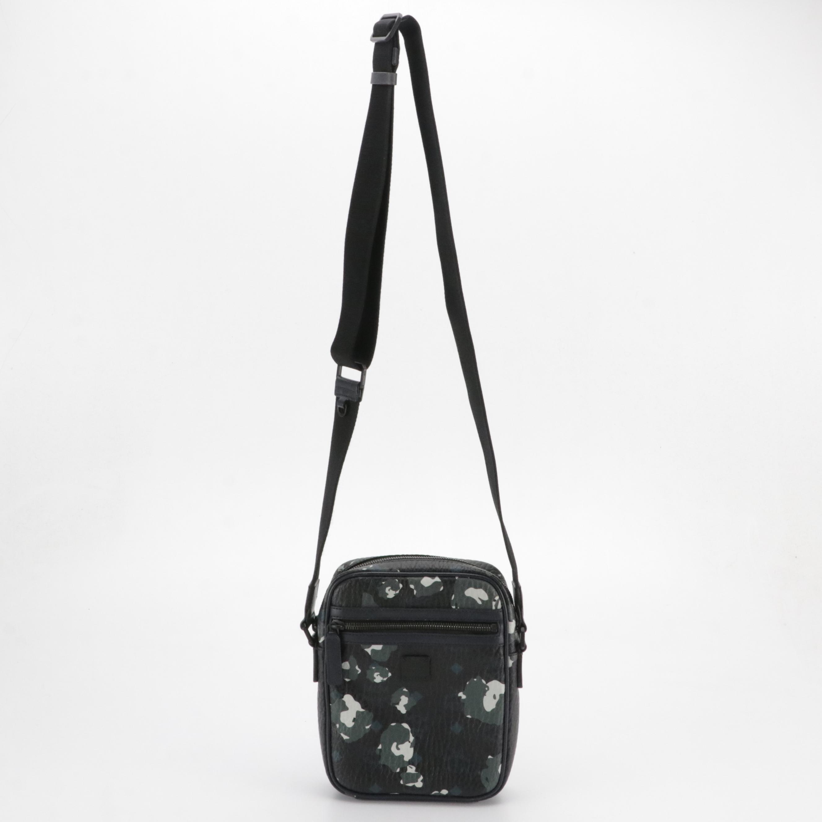 MCM Camo Vistetos and Navy Leather Crossbody Bag