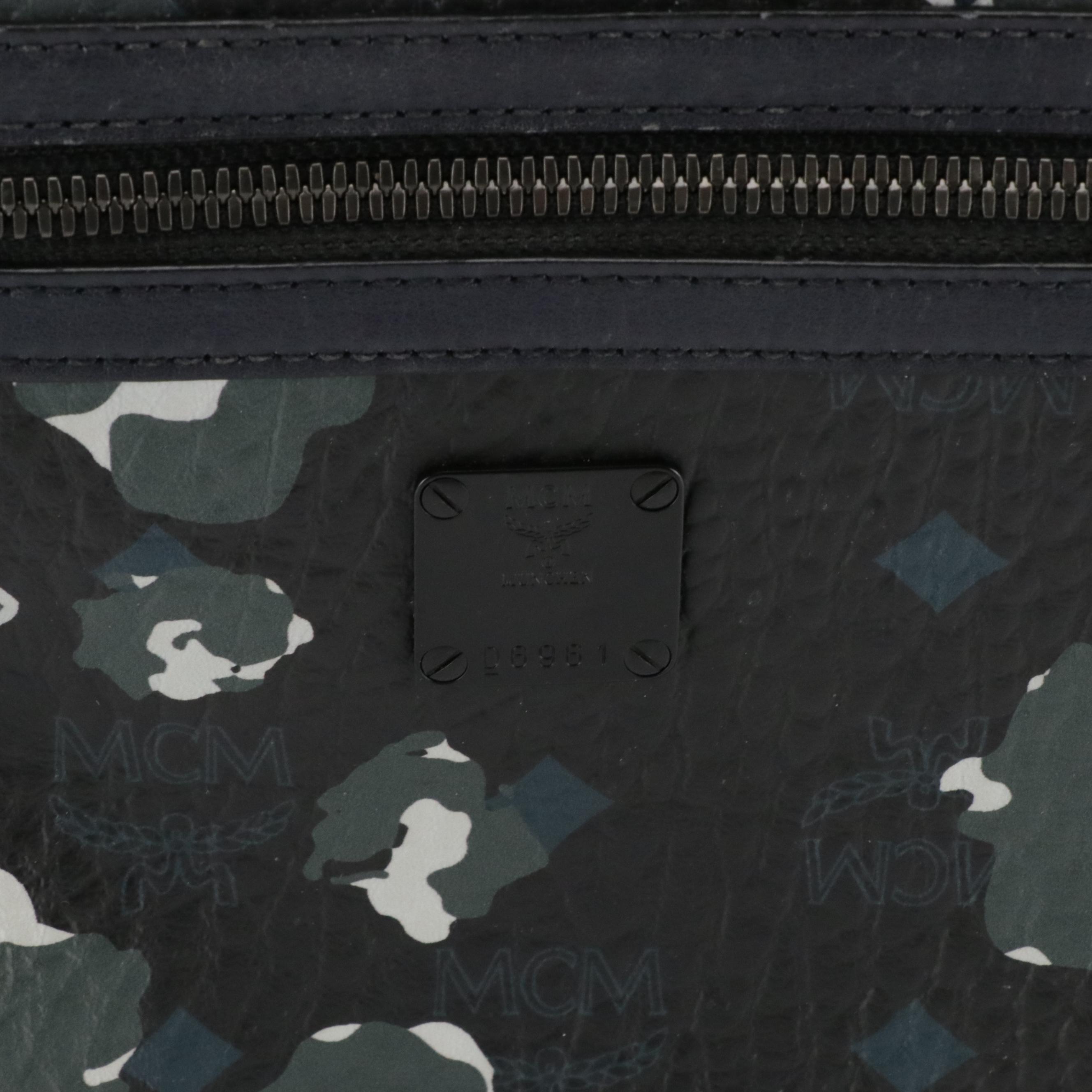 MCM Camo Vistetos and Navy Leather Crossbody Bag