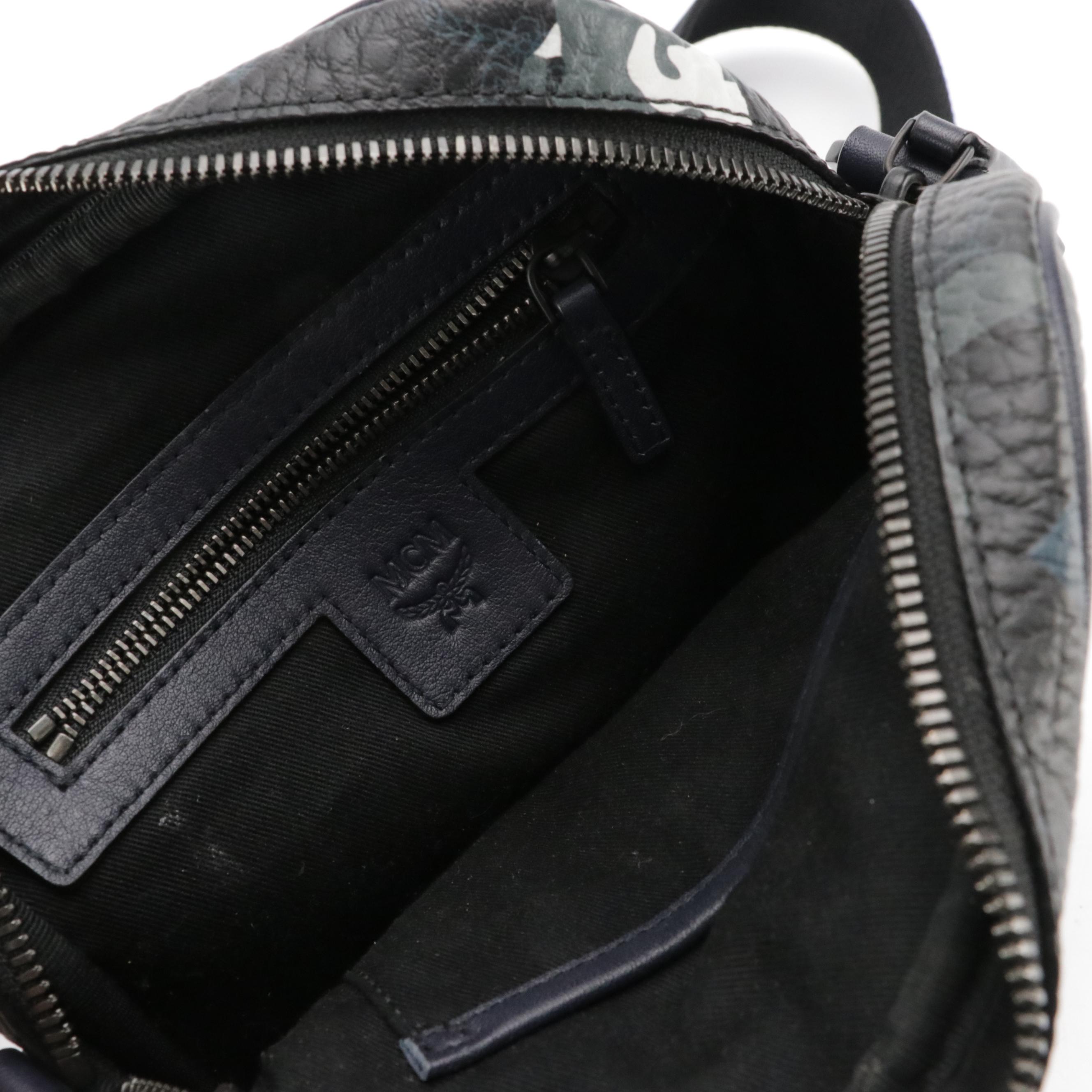MCM Camo Vistetos and Navy Leather Crossbody Bag