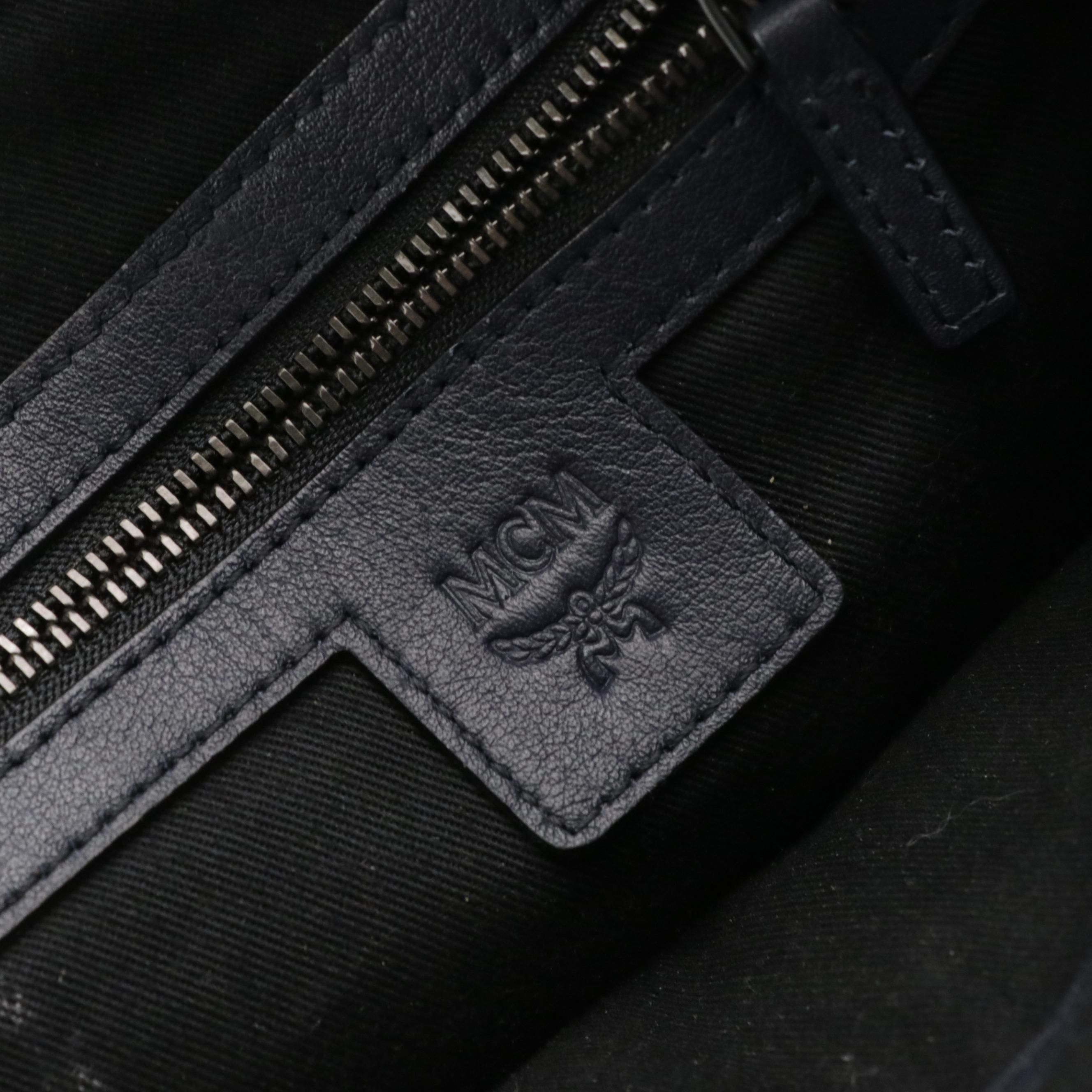 MCM Camo Vistetos and Navy Leather Crossbody Bag