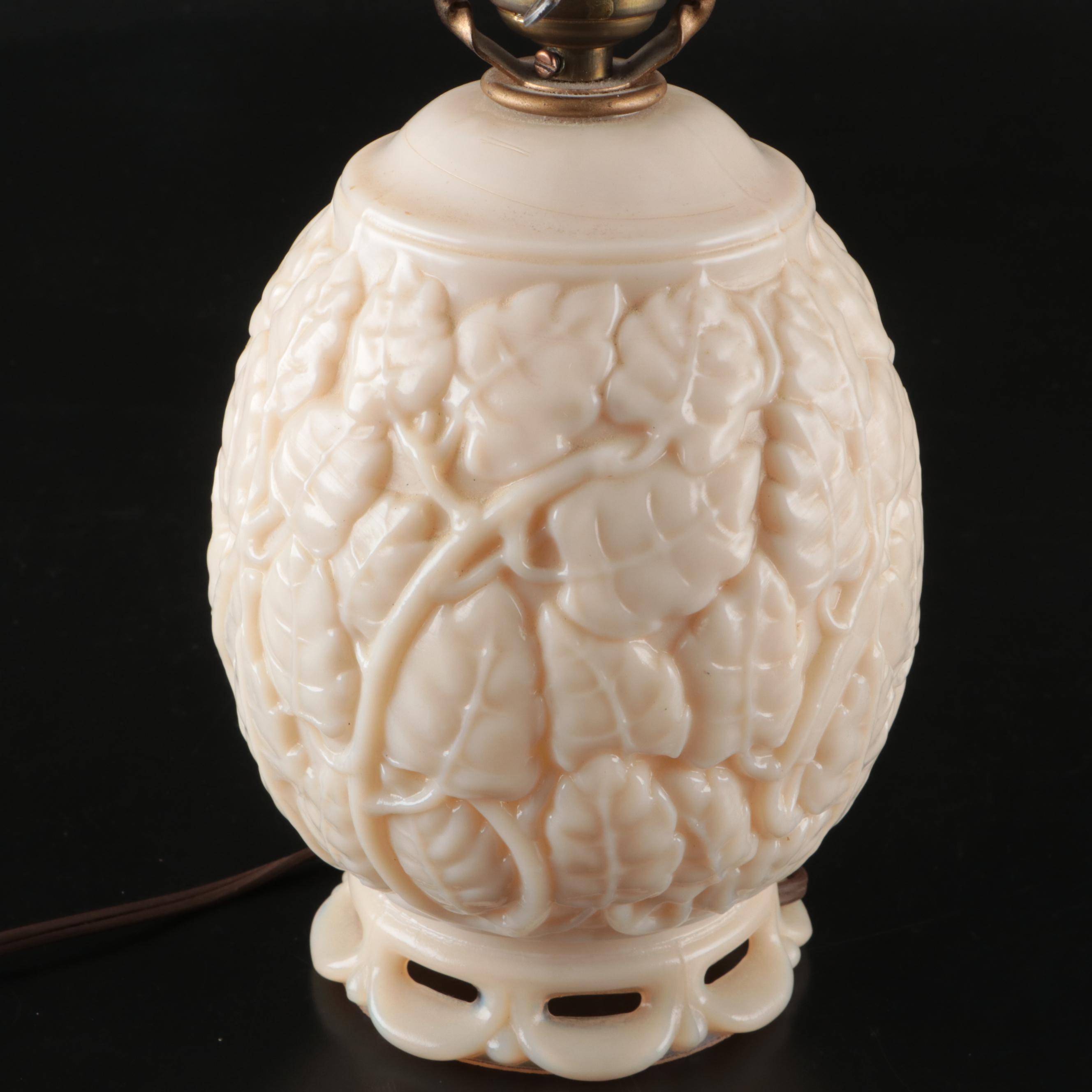 Aladdin Alacite Glass Illuminated Embossed Table Lamp, Mid-20th Century