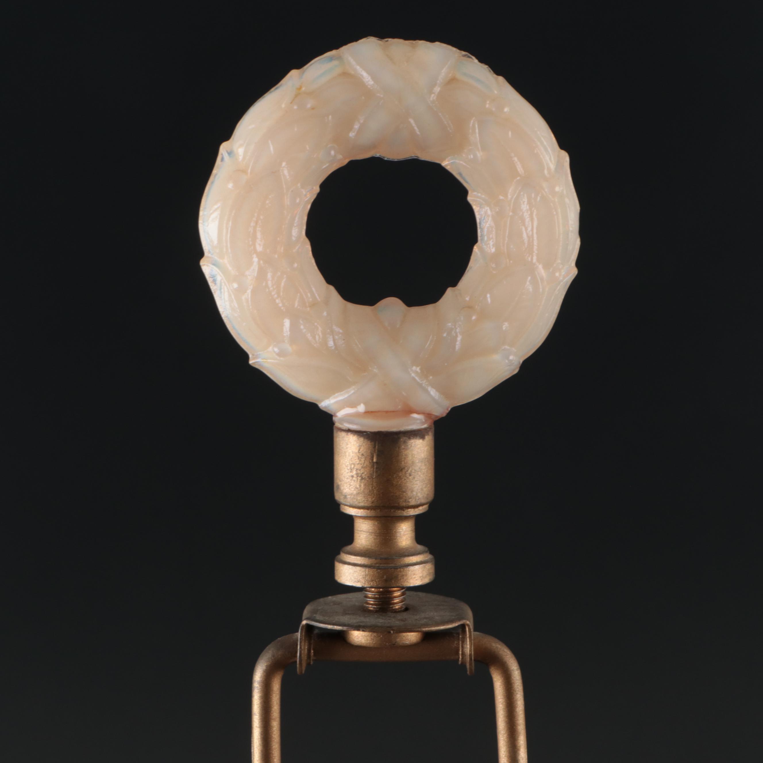 Aladdin Alacite Glass Illuminated Embossed Table Lamp, Mid-20th Century