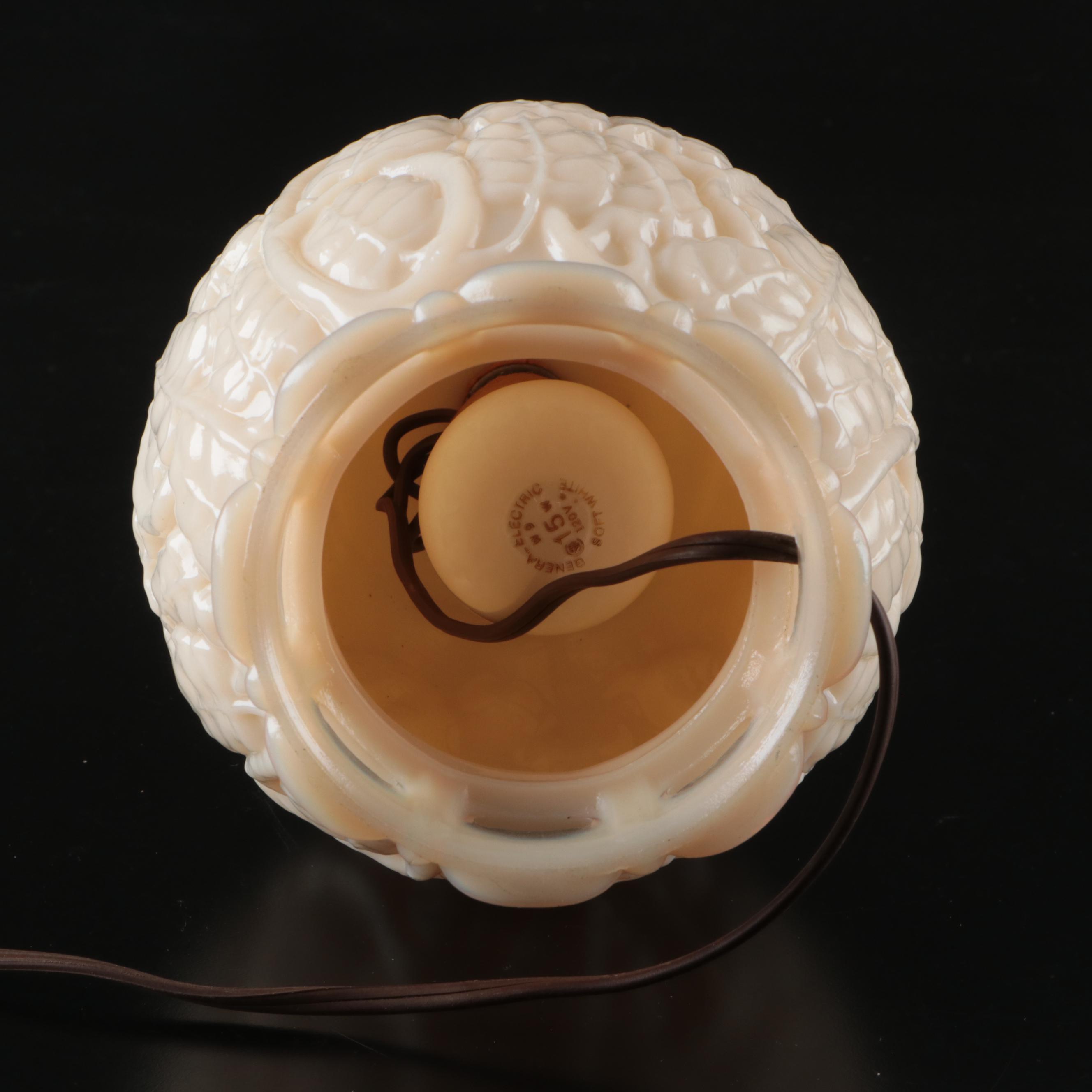 Aladdin Alacite Glass Illuminated Embossed Table Lamp, Mid-20th Century