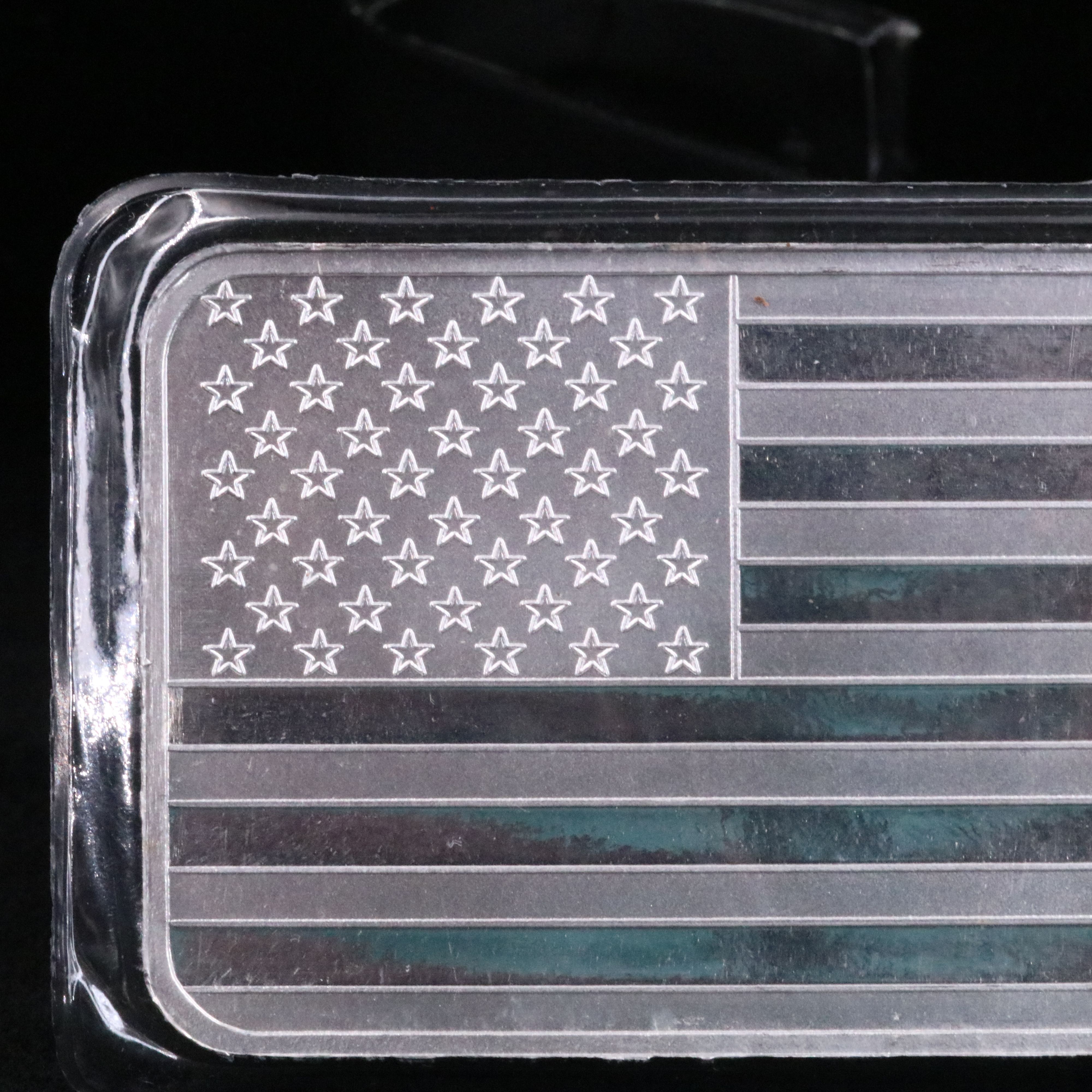 American Flag Themed Ten Troy Ounce Silver Bar