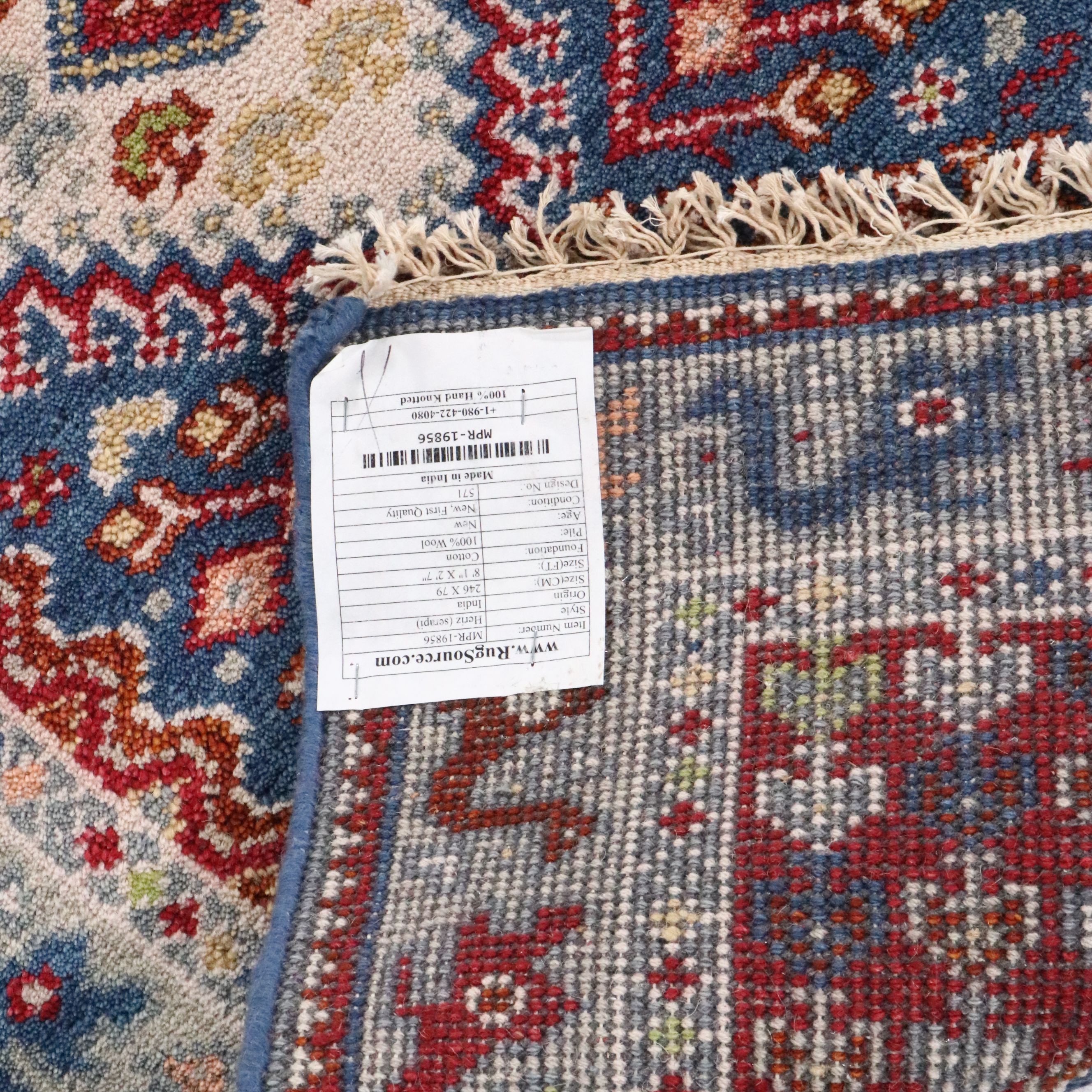 2'7 x 8'2 Hand-Knotted Indo-Persian Heriz Carpet Runner