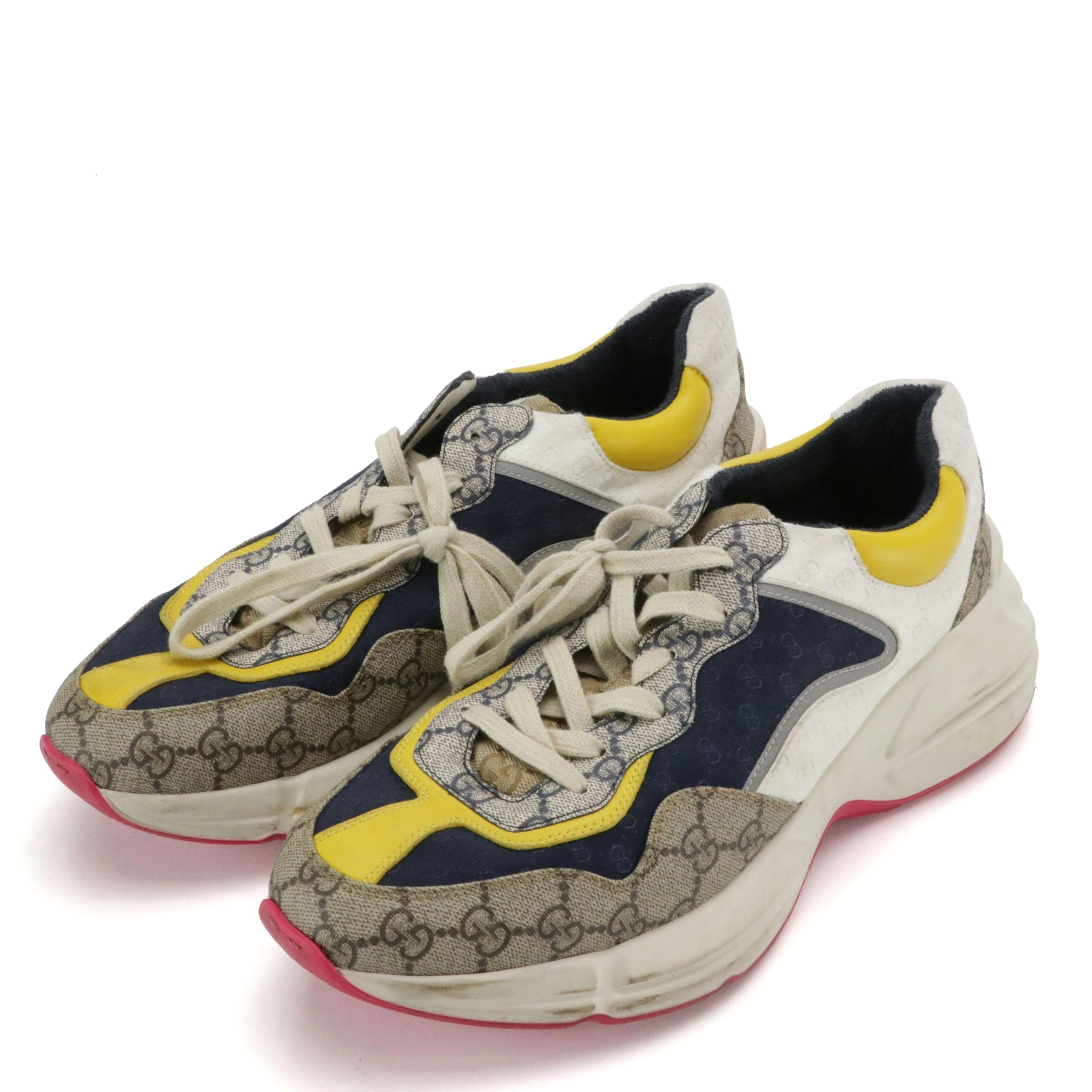 Men's Gucci Multicolor GG Canvas and Leather Rhyton Sneakers