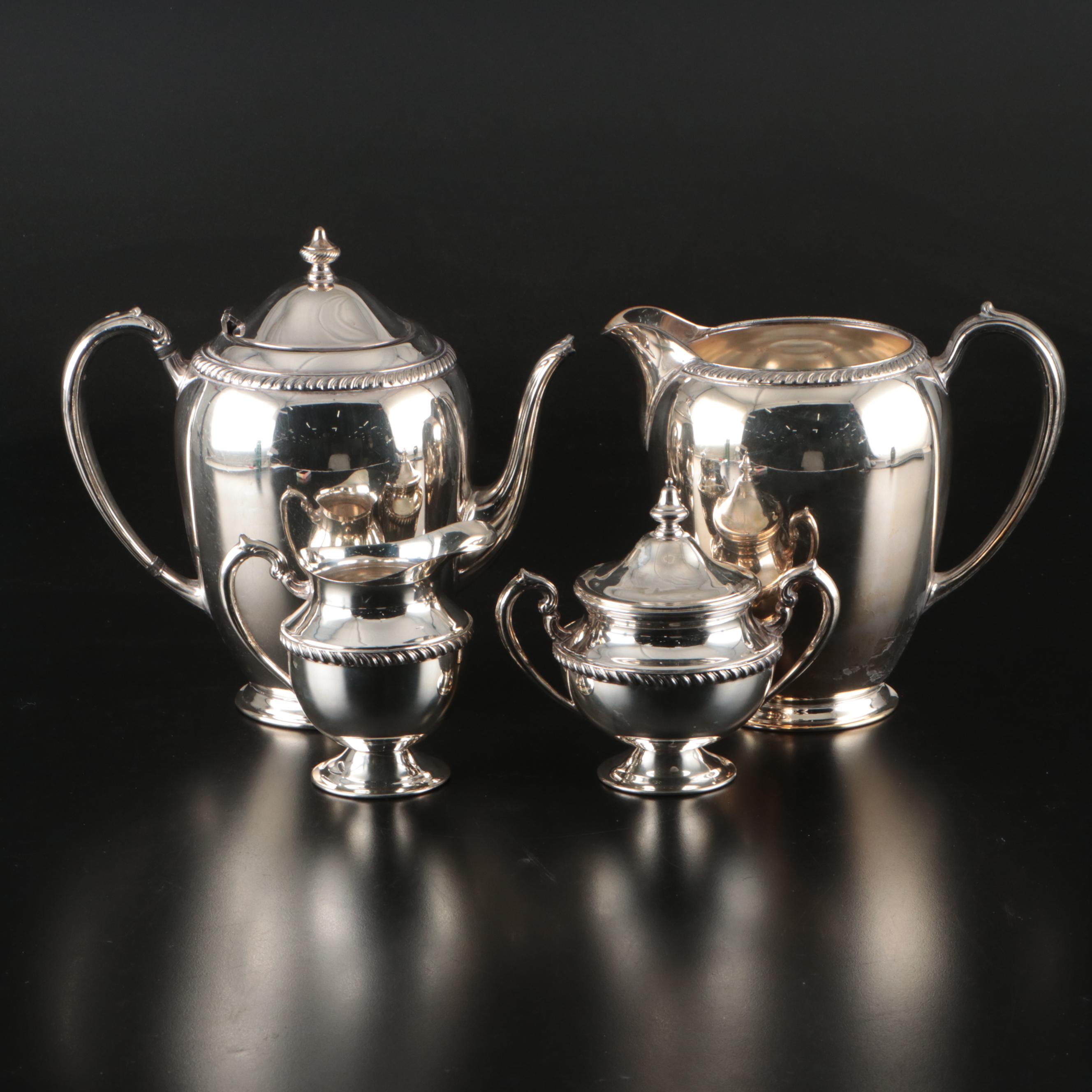 Silver Plate Coffee Set Including Oneida "Fiesta" and Lehman Brothers