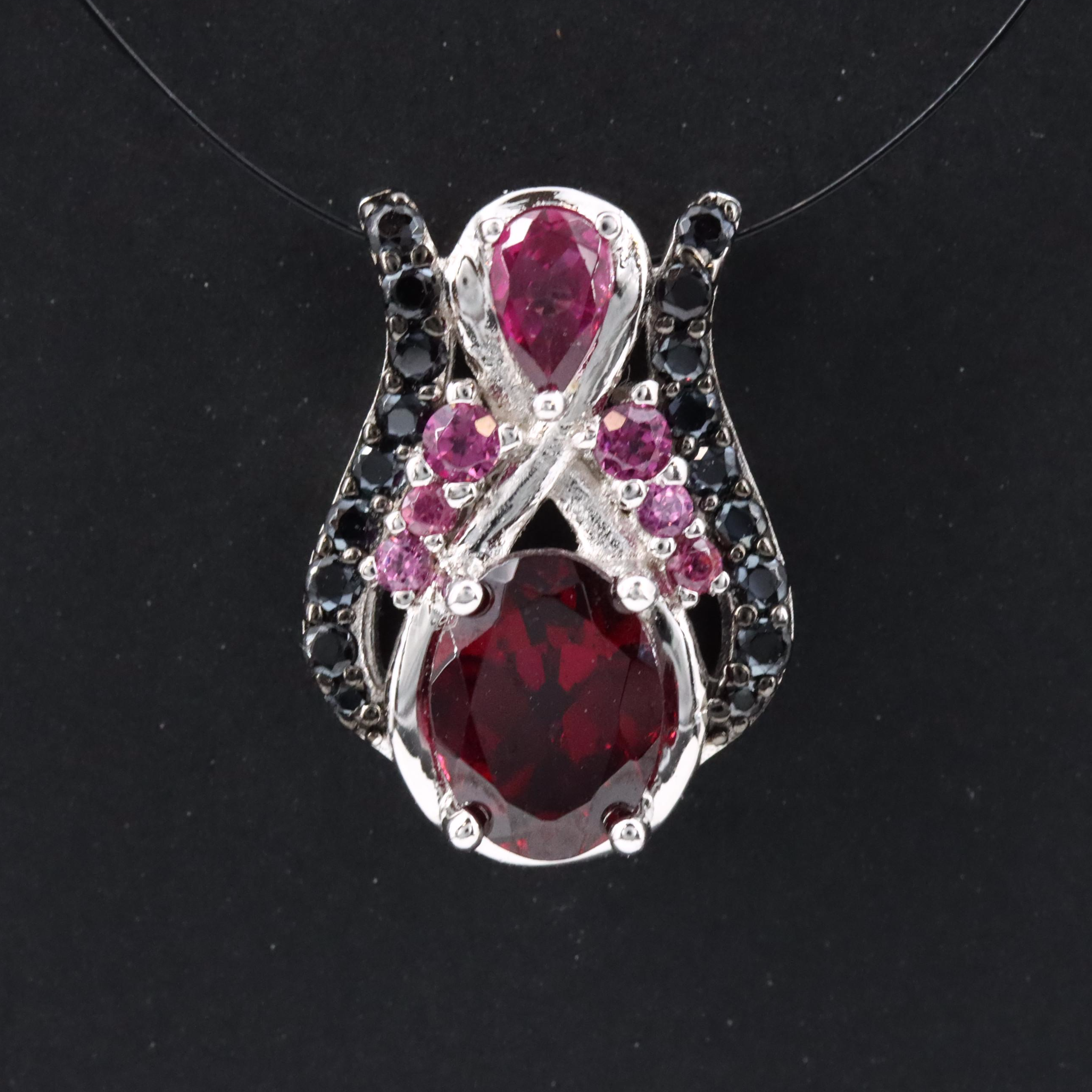 Sterling Garnet and Black Onyx Pendant