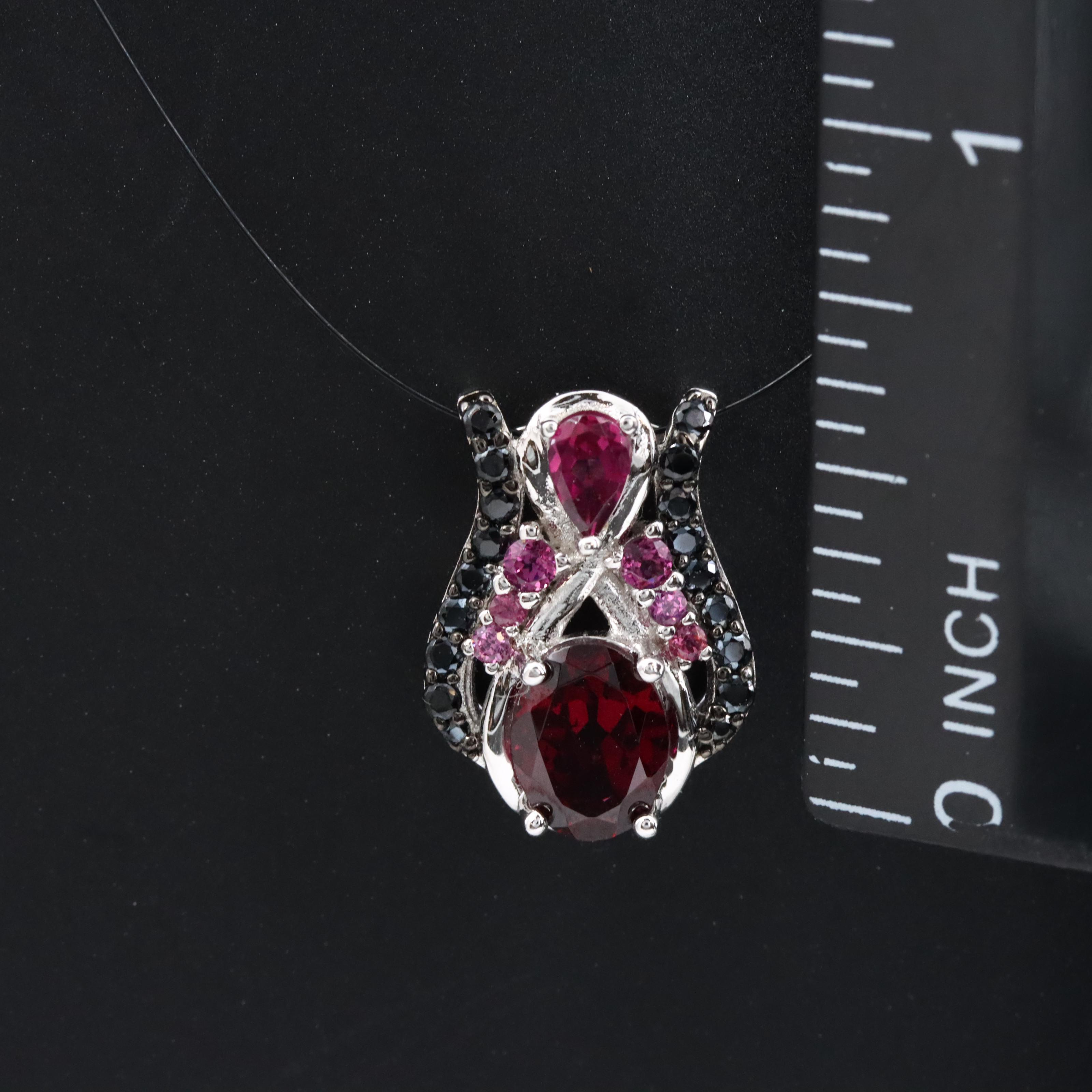 Sterling Garnet and Black Onyx Pendant