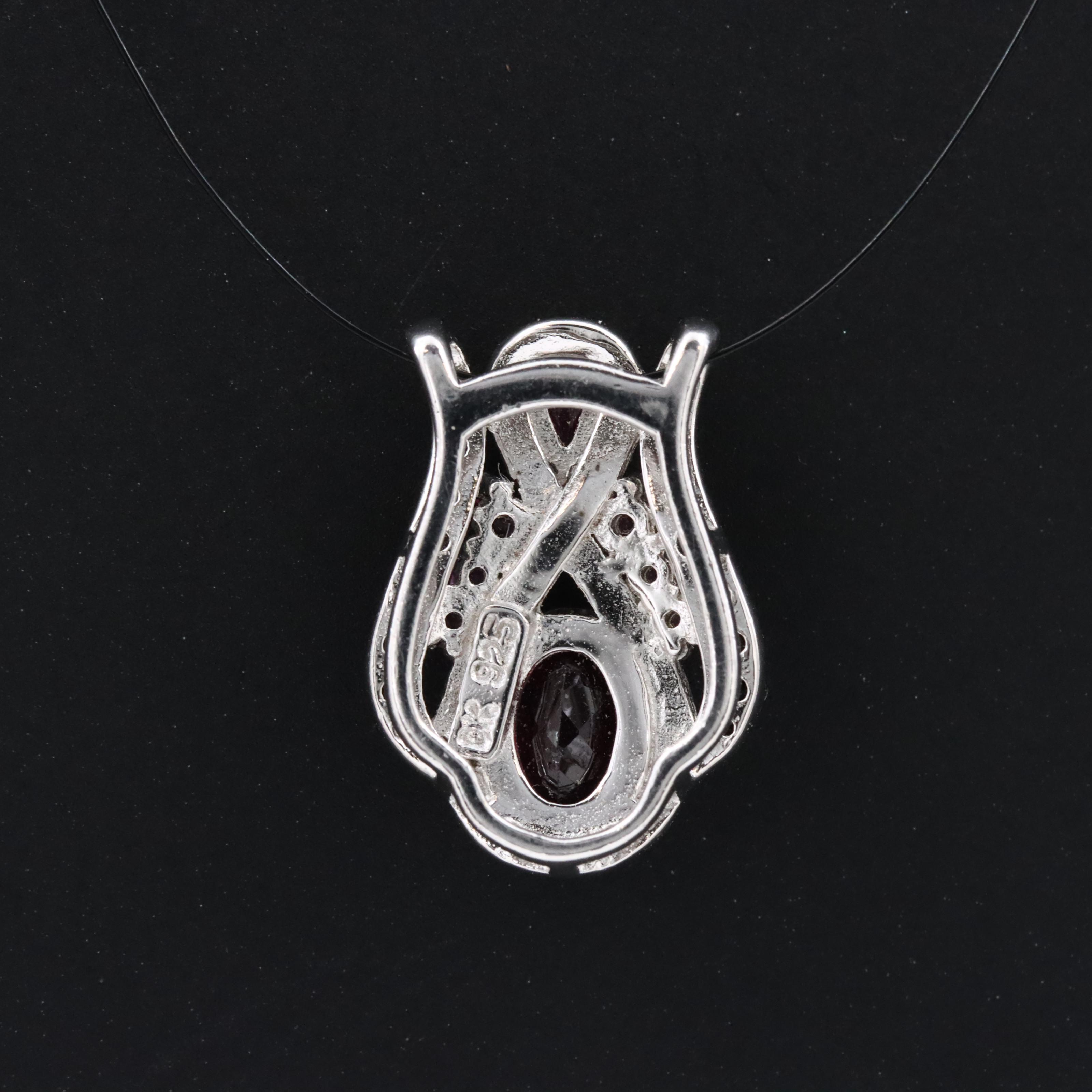Sterling Garnet and Black Onyx Pendant