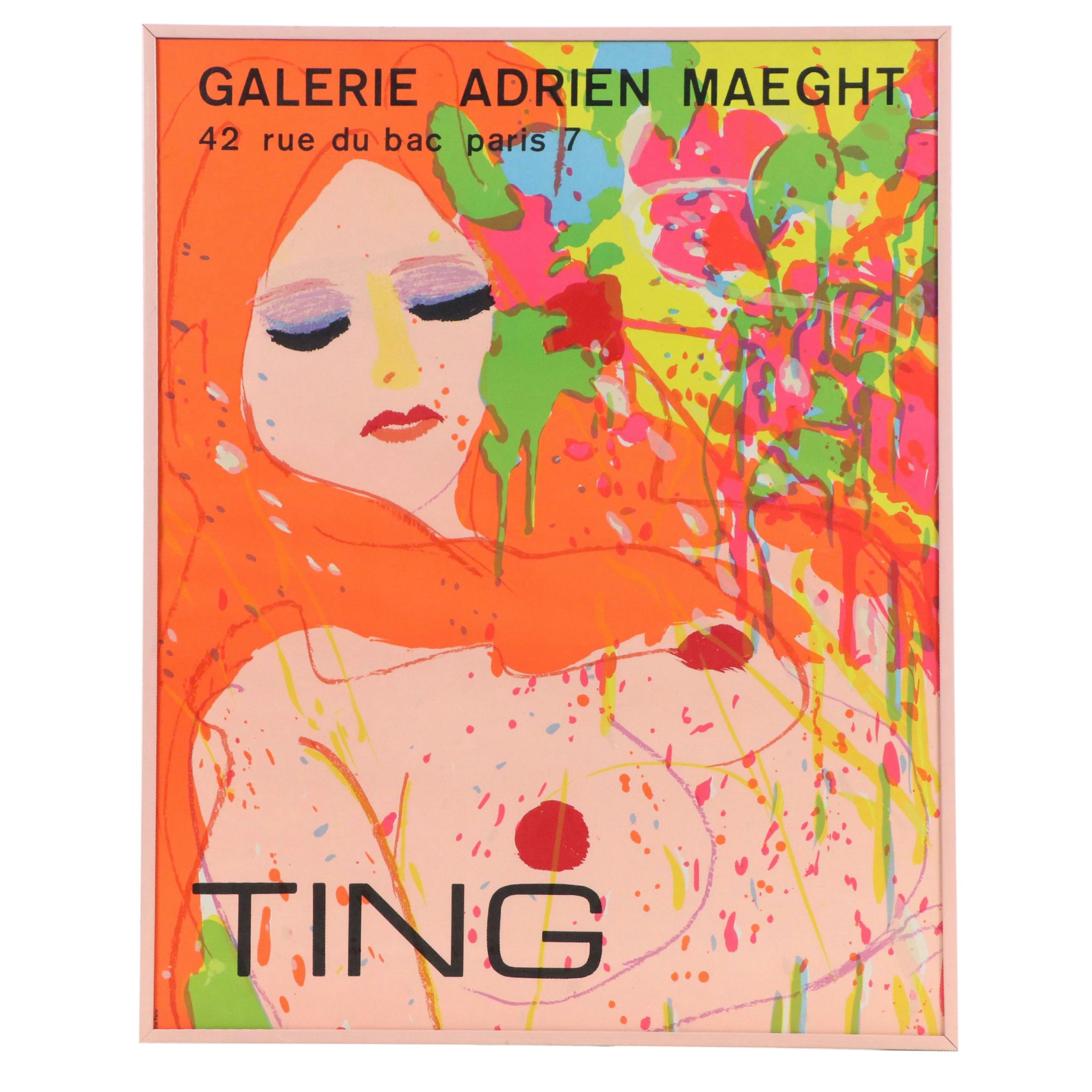 Walasse Ting Exhibition Lithograph Poster for Galerie Maeght, 1974