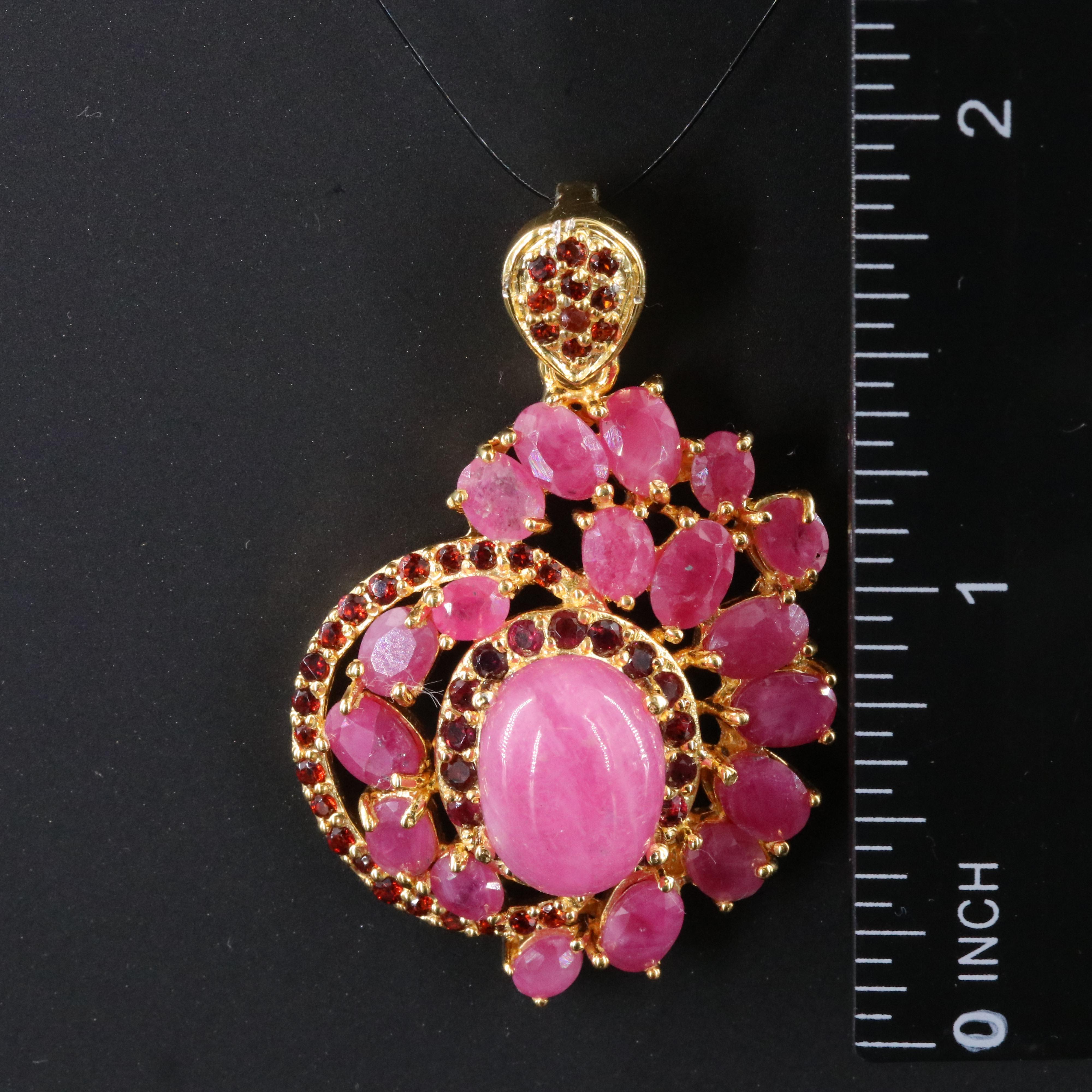 Sterling Filled Corundum and Garnet Pendant