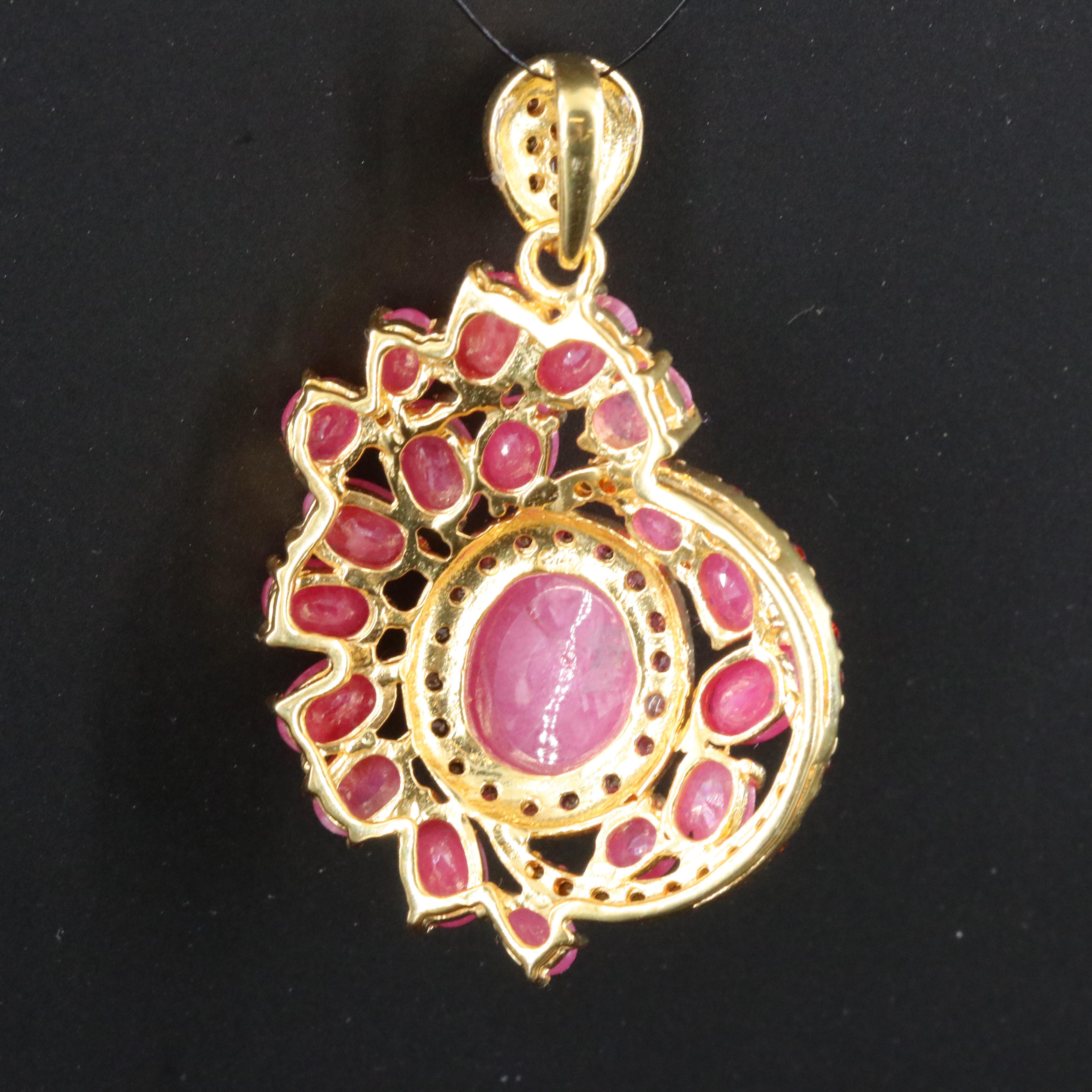 Sterling Filled Corundum and Garnet Pendant