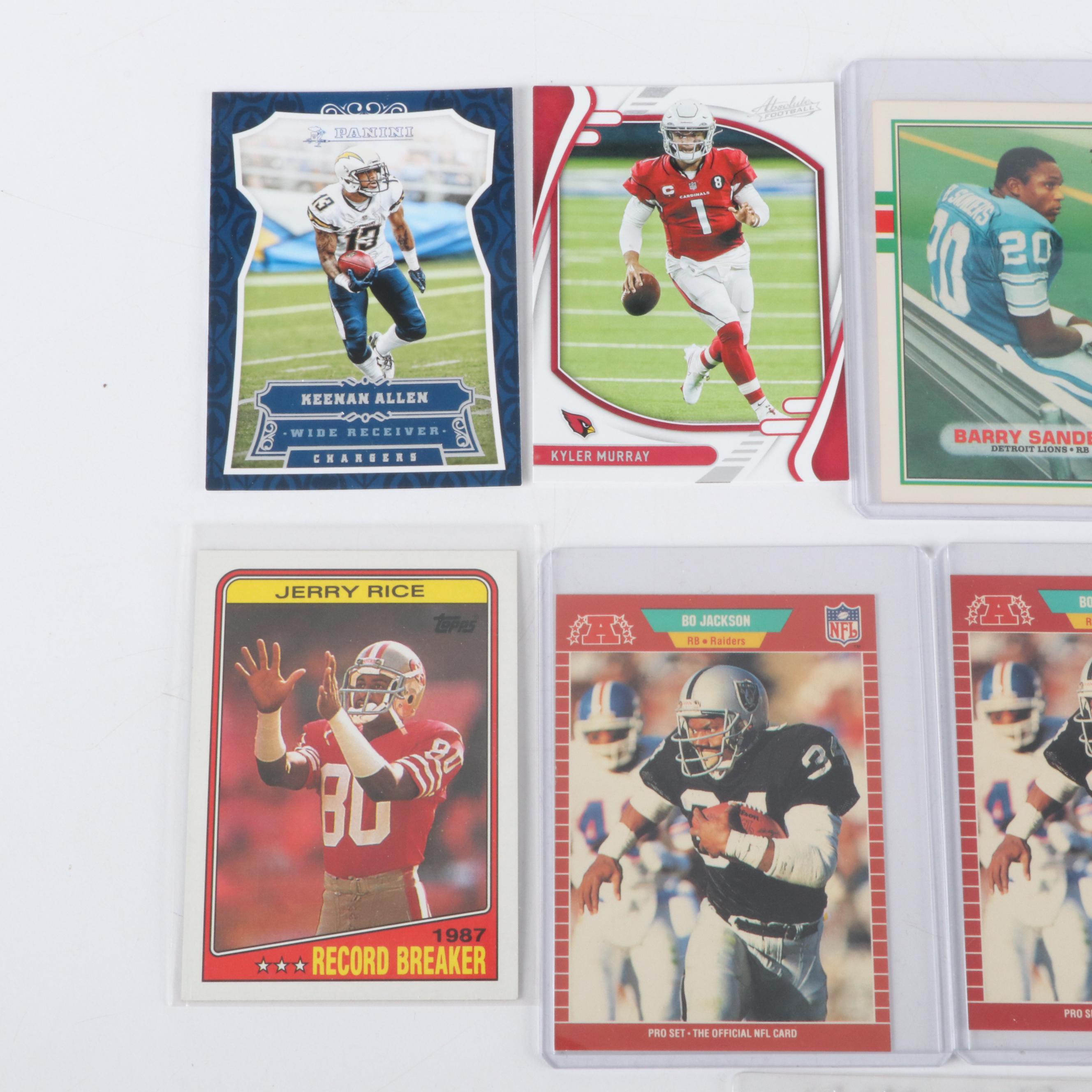 Upper Deck with Other Football Cards Featuring Barry Sanders Rookie, 1980s-2020s