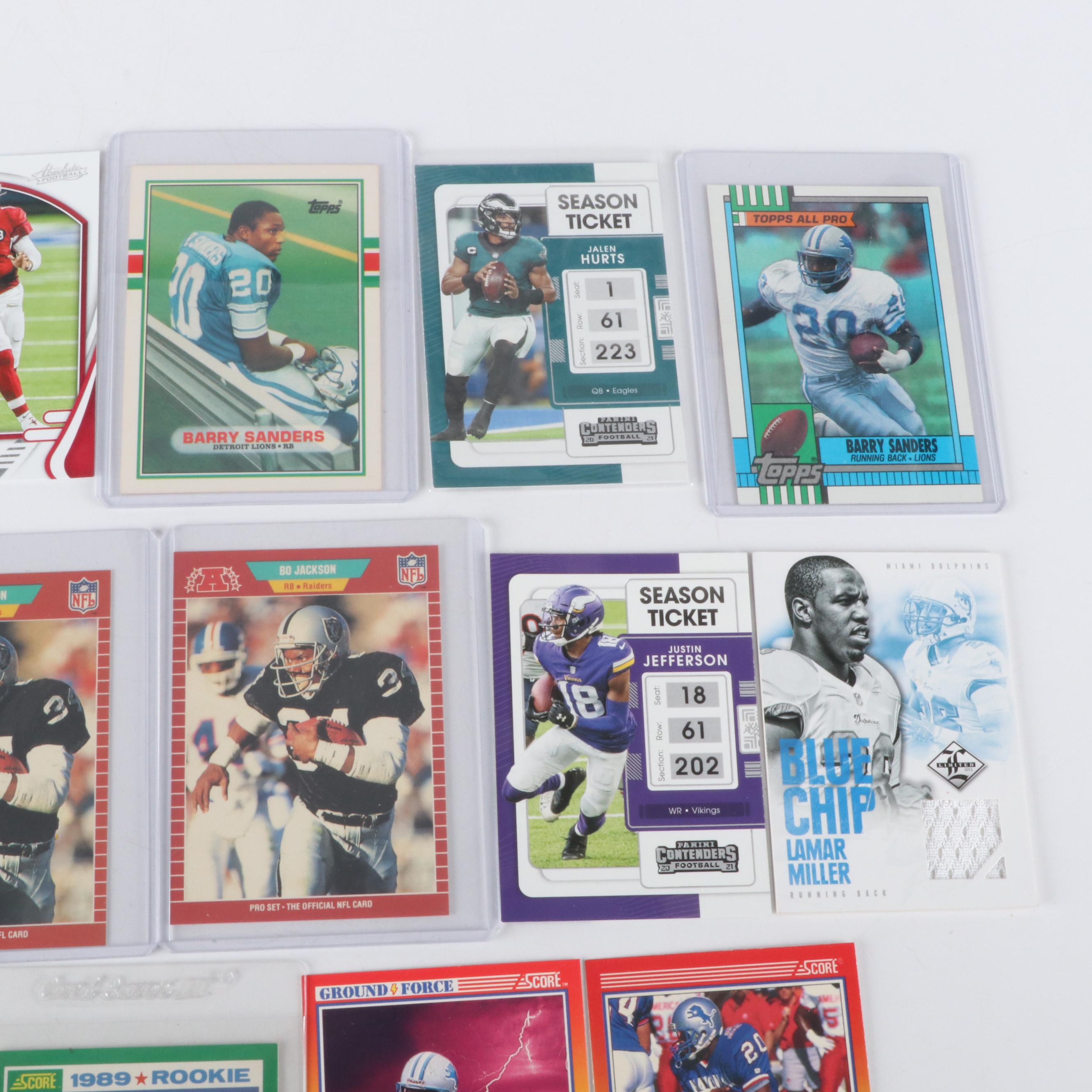 Upper Deck with Other Football Cards Featuring Barry Sanders Rookie, 1980s-2020s
