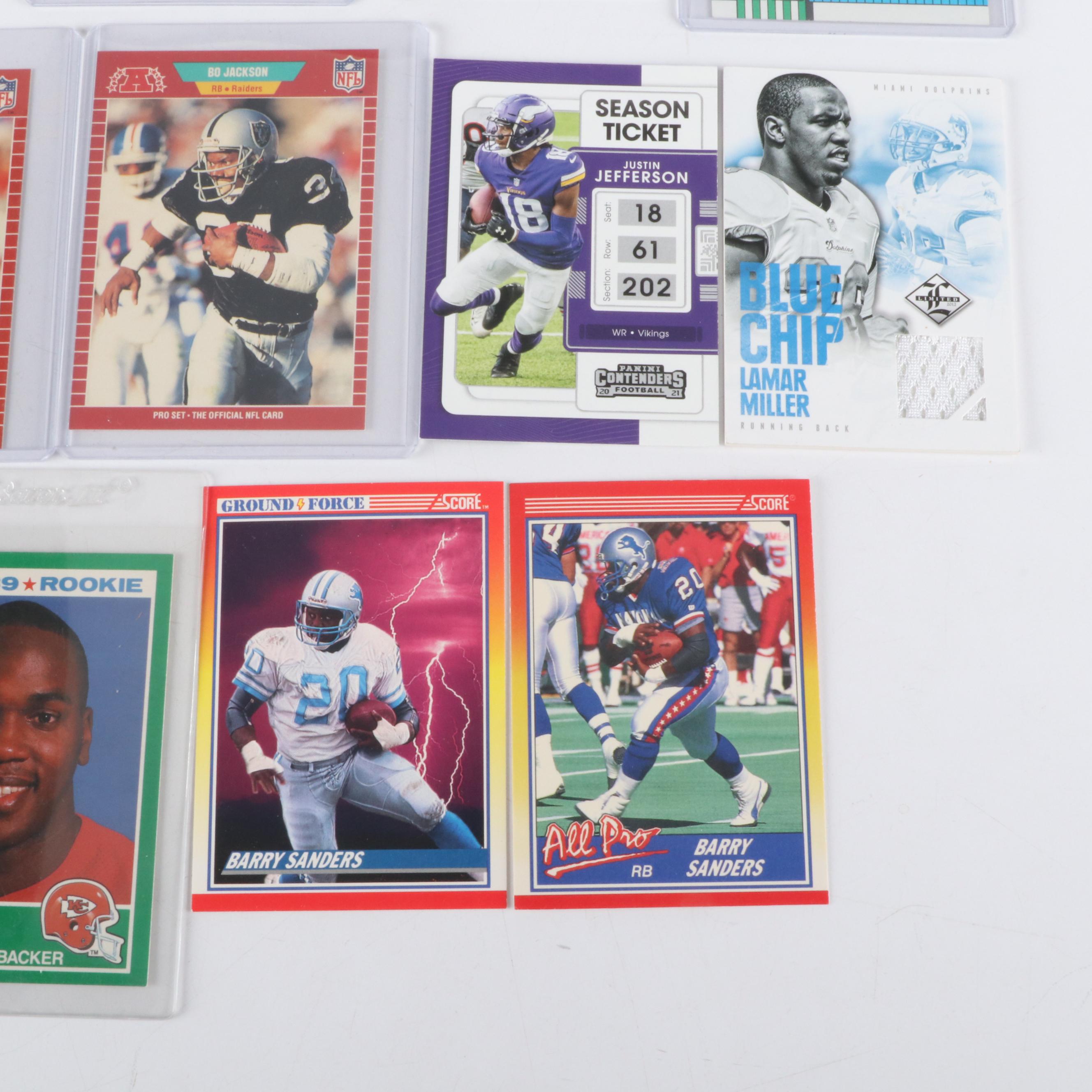 Upper Deck with Other Football Cards Featuring Barry Sanders Rookie, 1980s-2020s