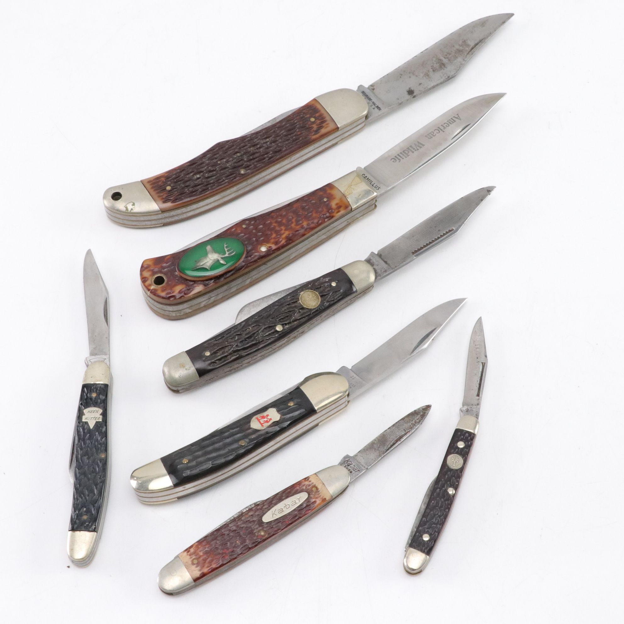 1976 Camillus American Wildlife Series Jumbo Knife with More Folding Knives