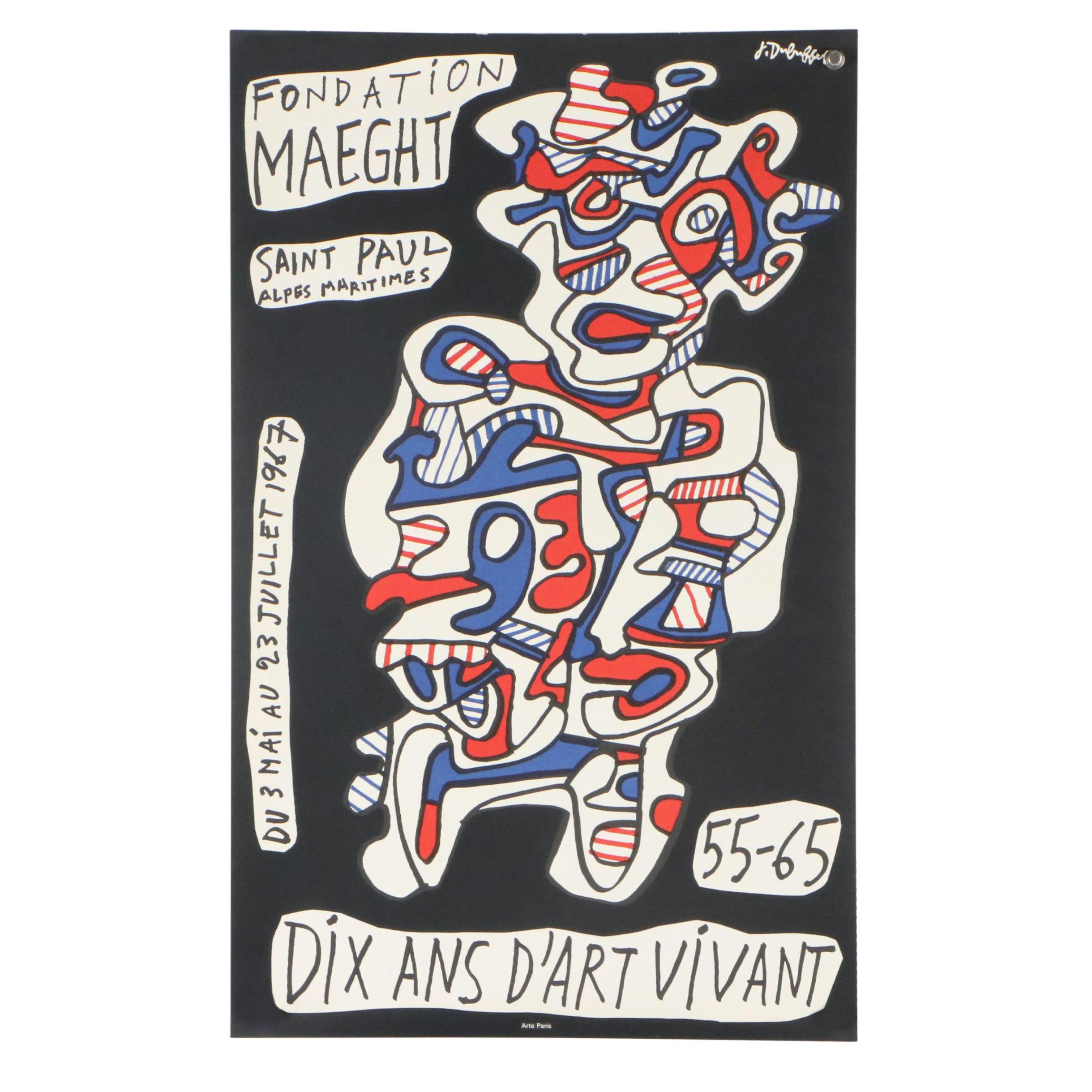 Fondation Maeght Jean DuBuffet Exhibition Poster "Dix Ans d'Art Vivant," 1967