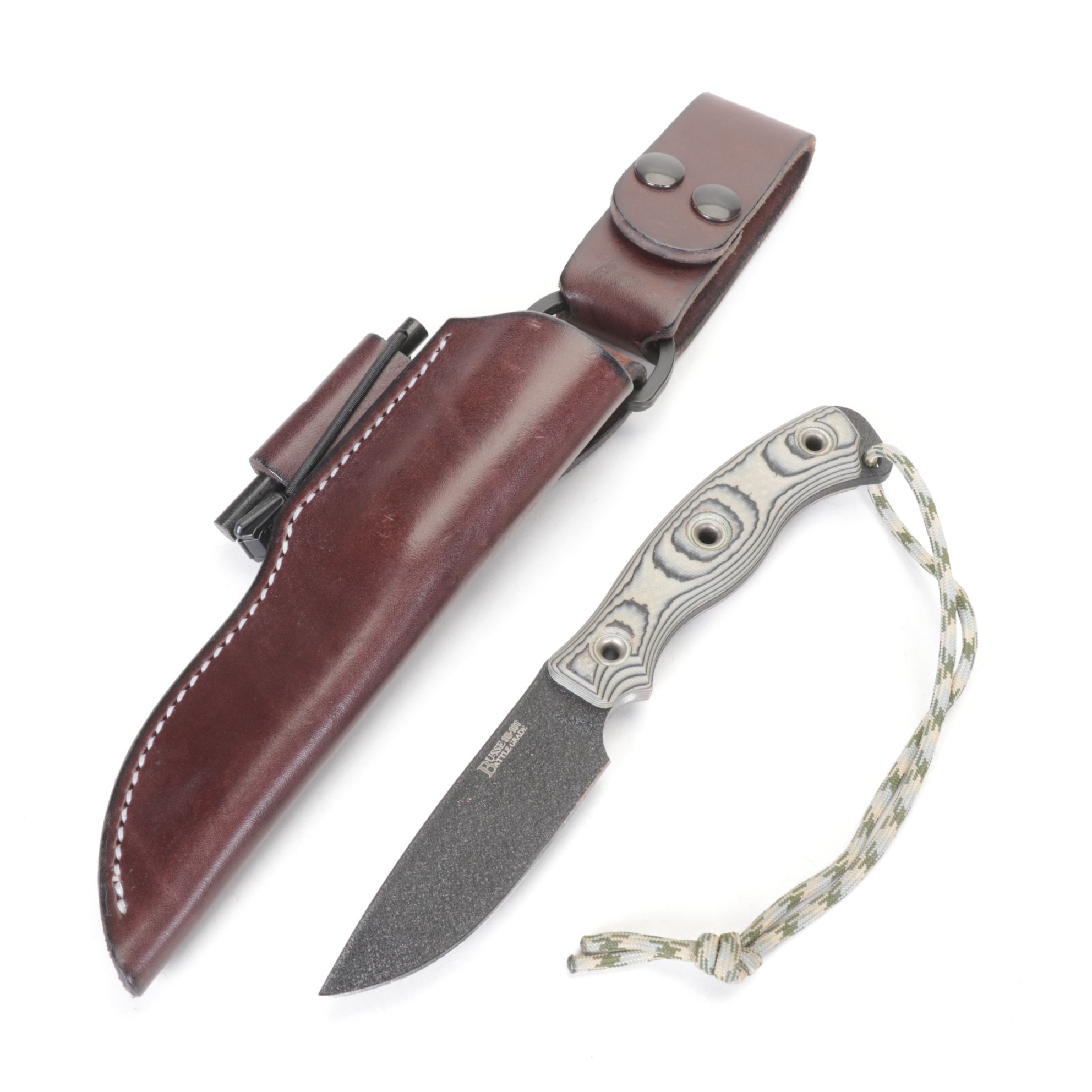 Busse Drop Point Knife with Leather Belt Sheath