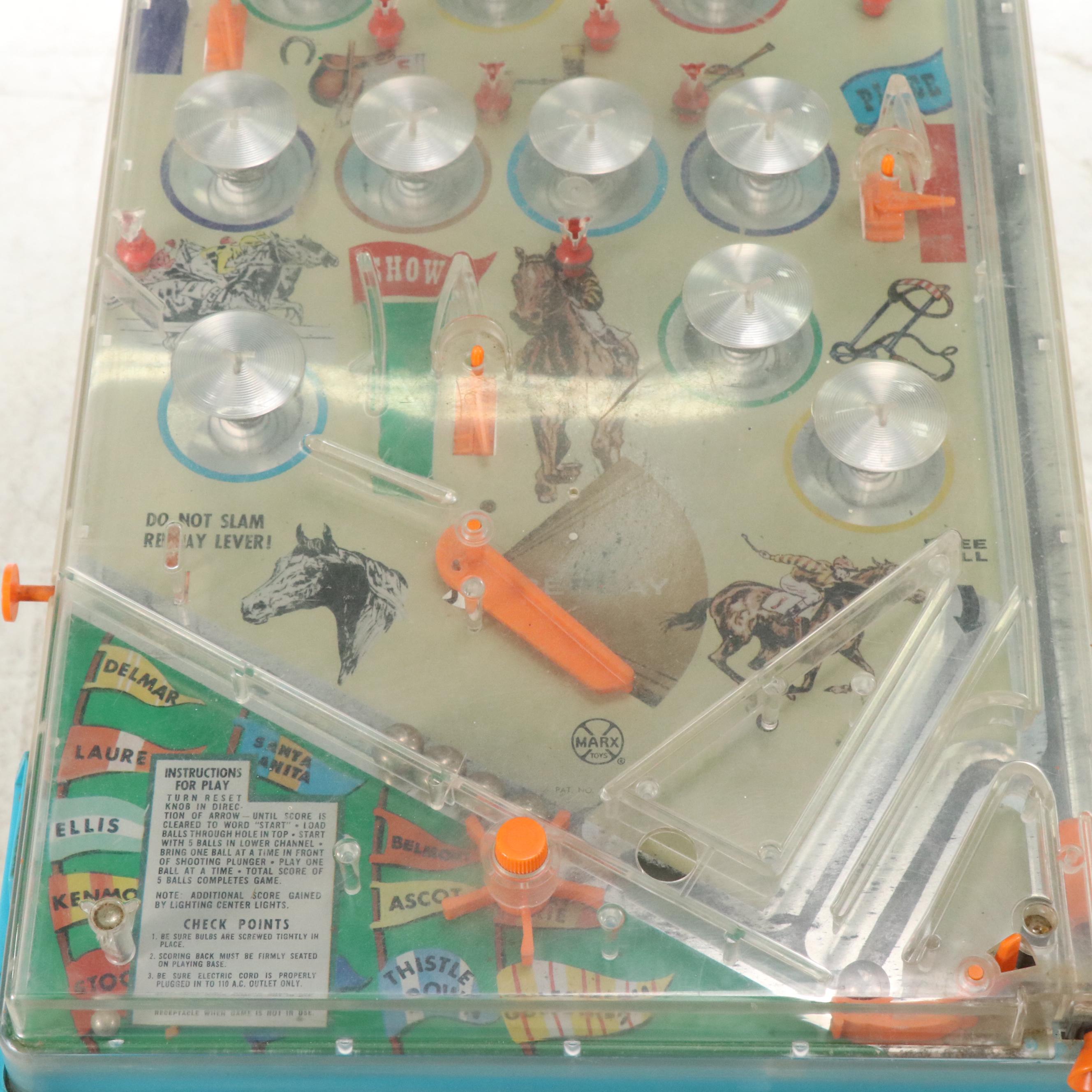 Marx "Sweepstakes" Horse Race Themed Electric Pinball Machine, 1960s