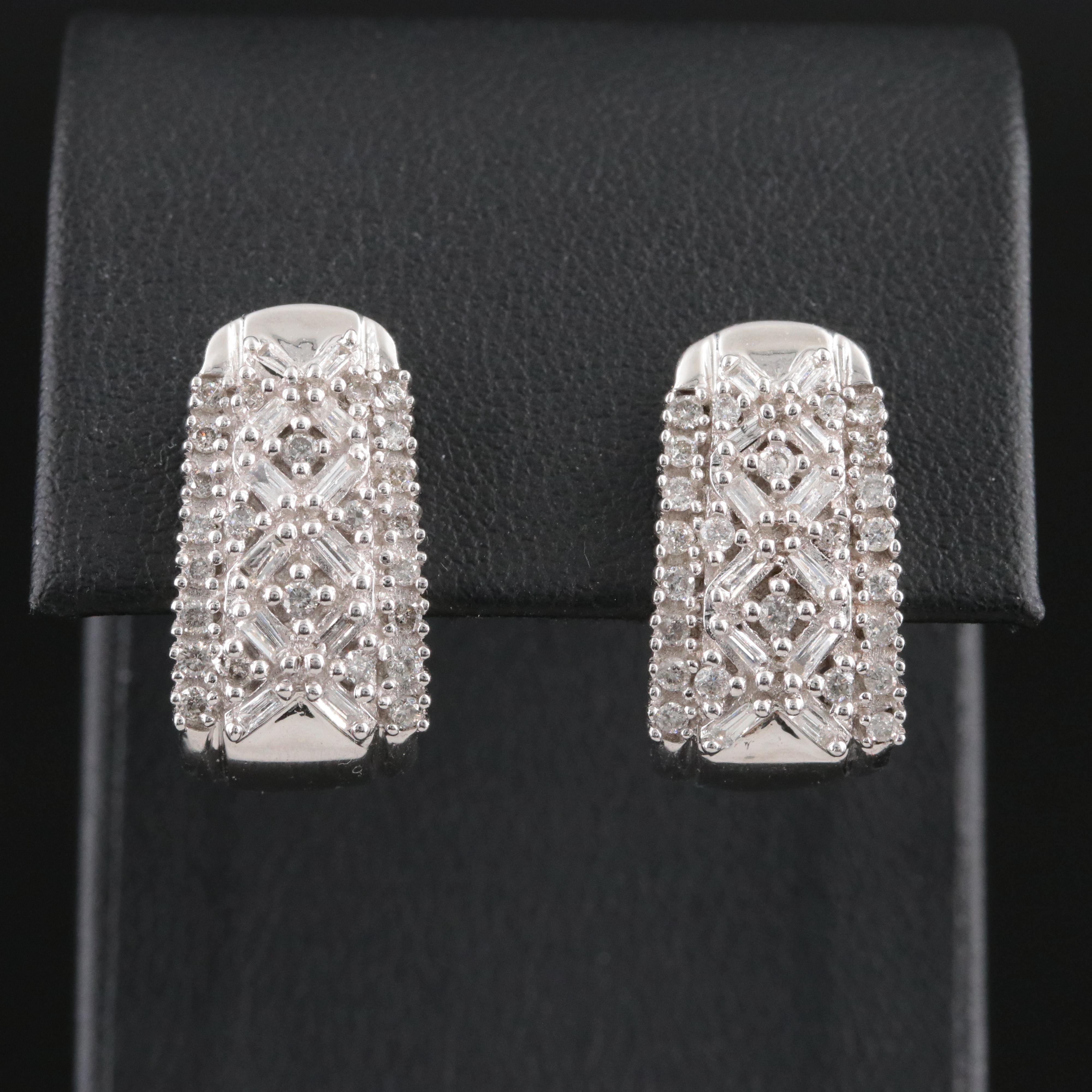 10K 1.10 CTW Diamond J Hoop Earrings