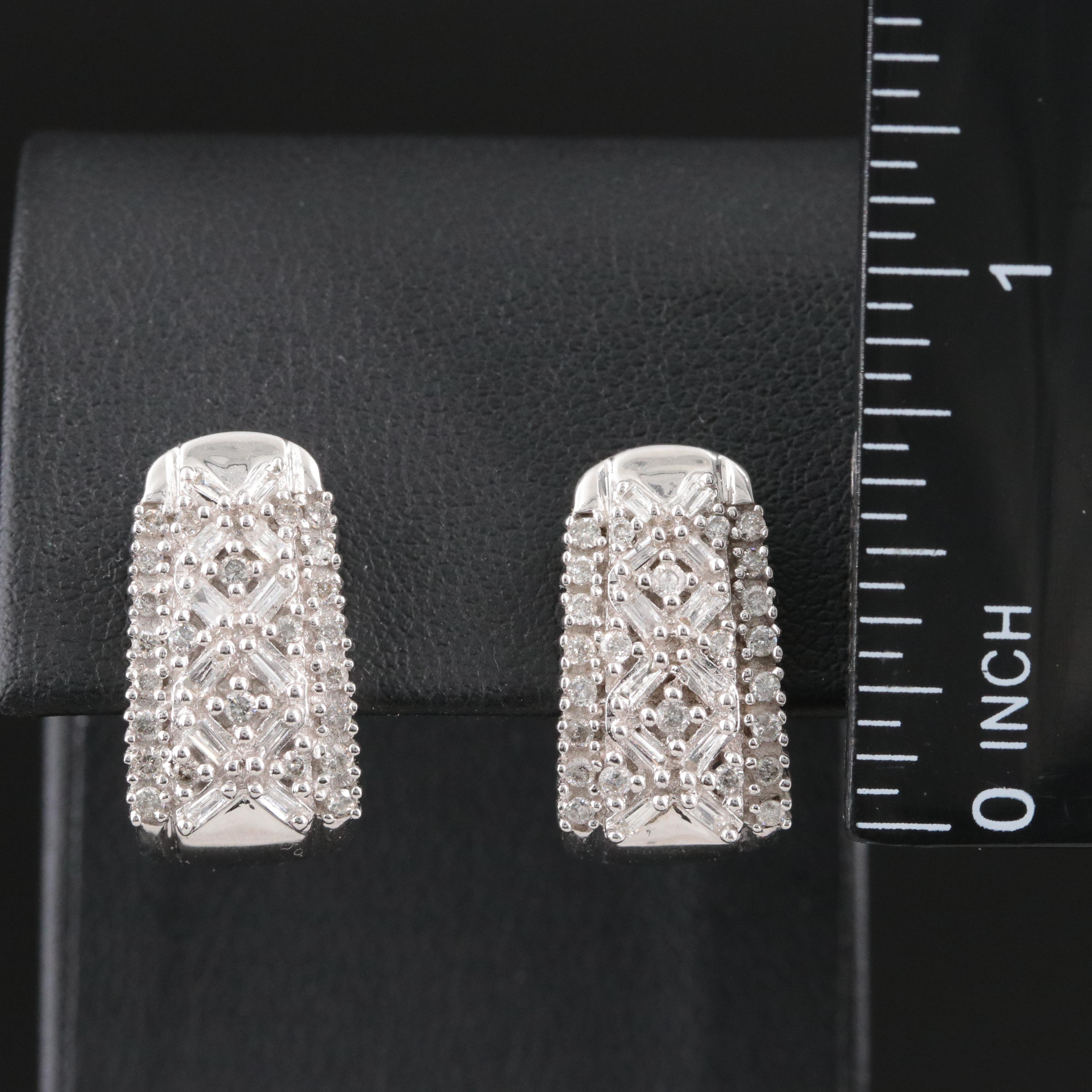 10K 1.10 CTW Diamond J Hoop Earrings