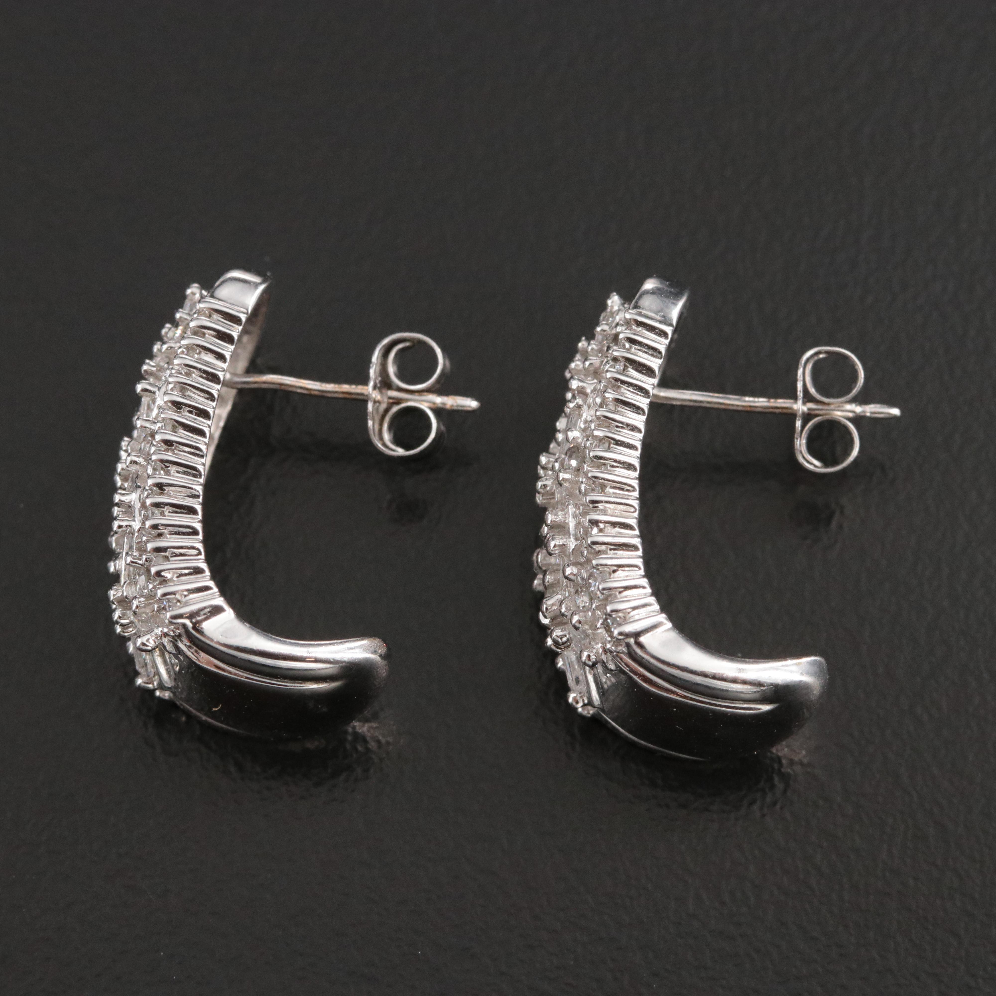 10K 1.10 CTW Diamond J Hoop Earrings