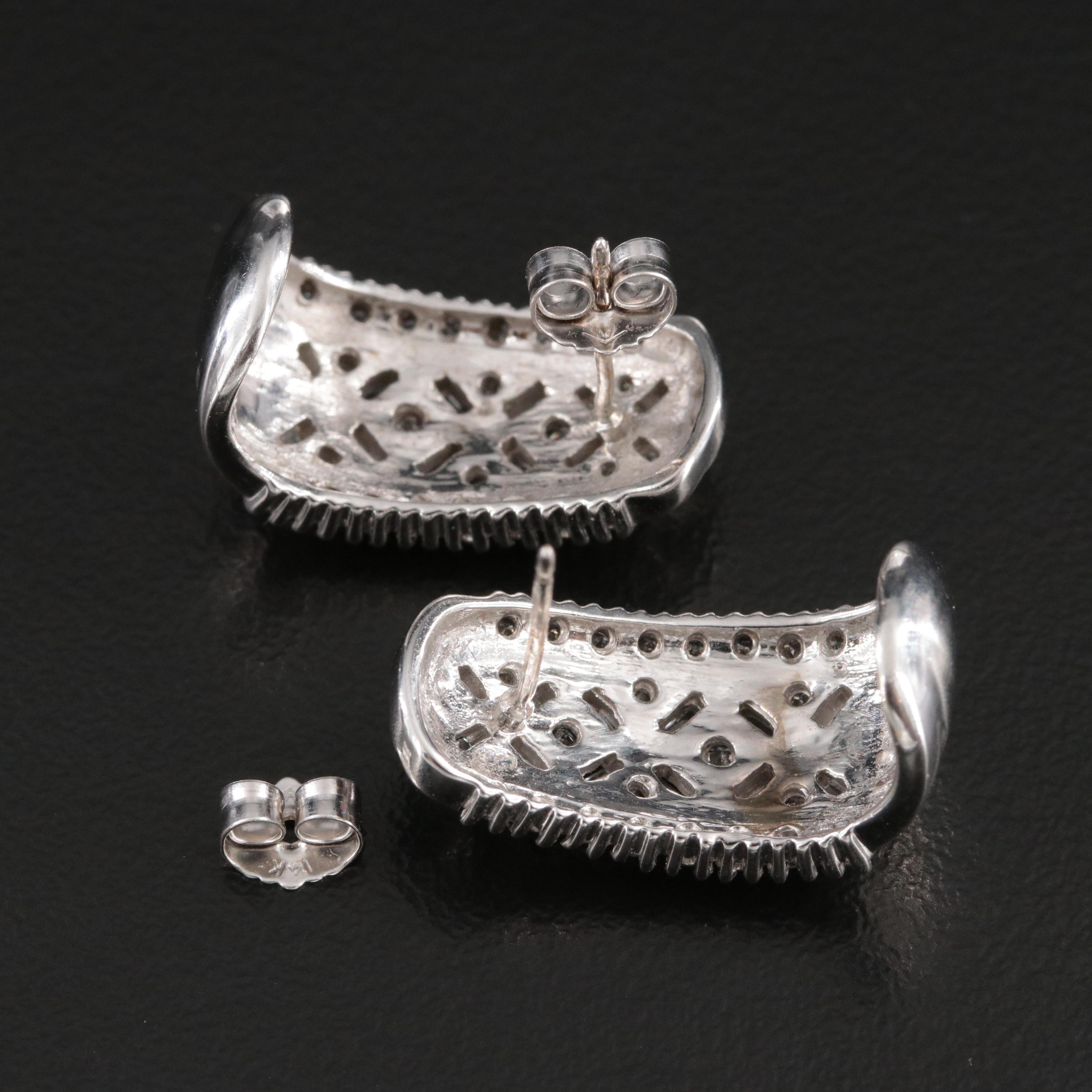 10K 1.10 CTW Diamond J Hoop Earrings