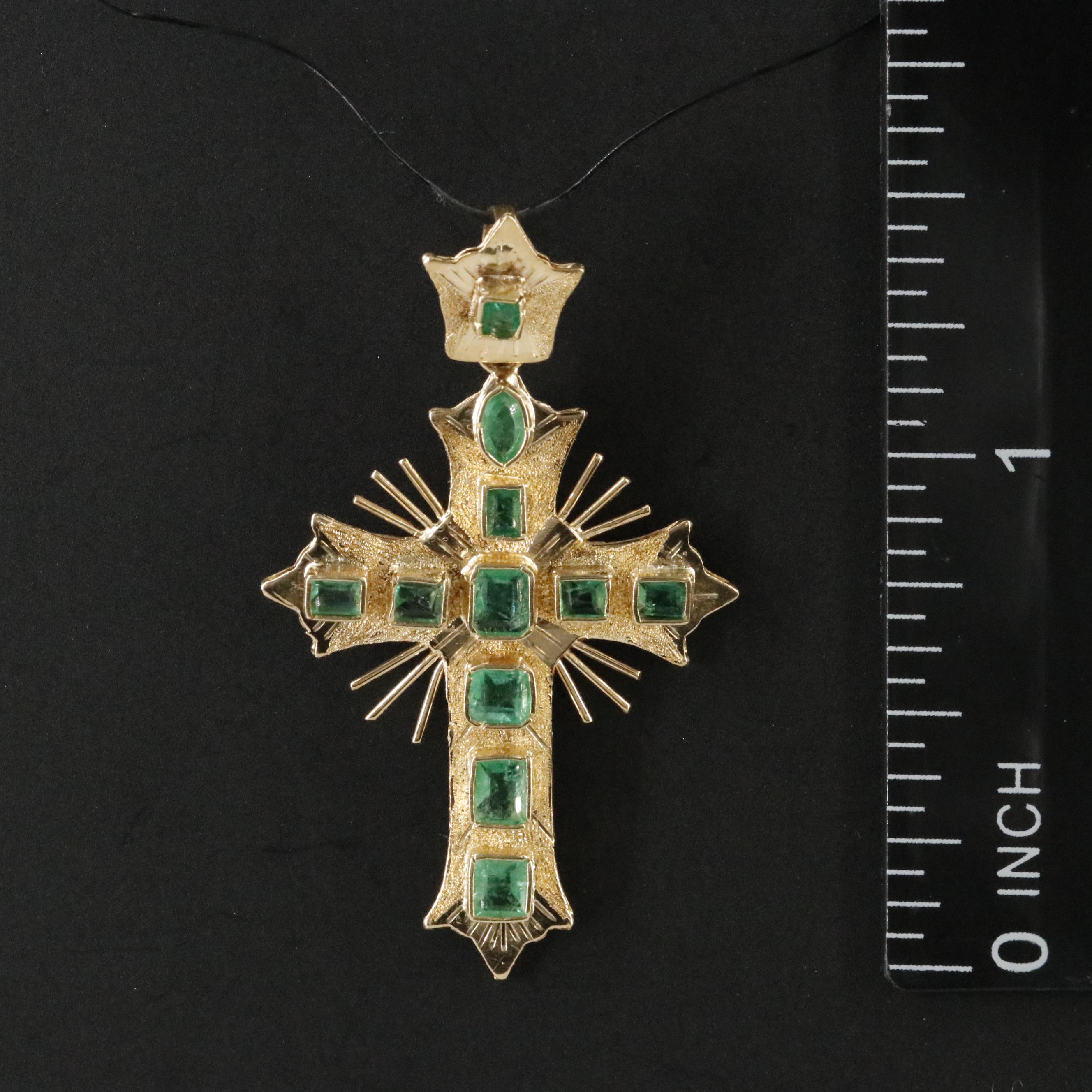 18K Emerald Cross Pendant