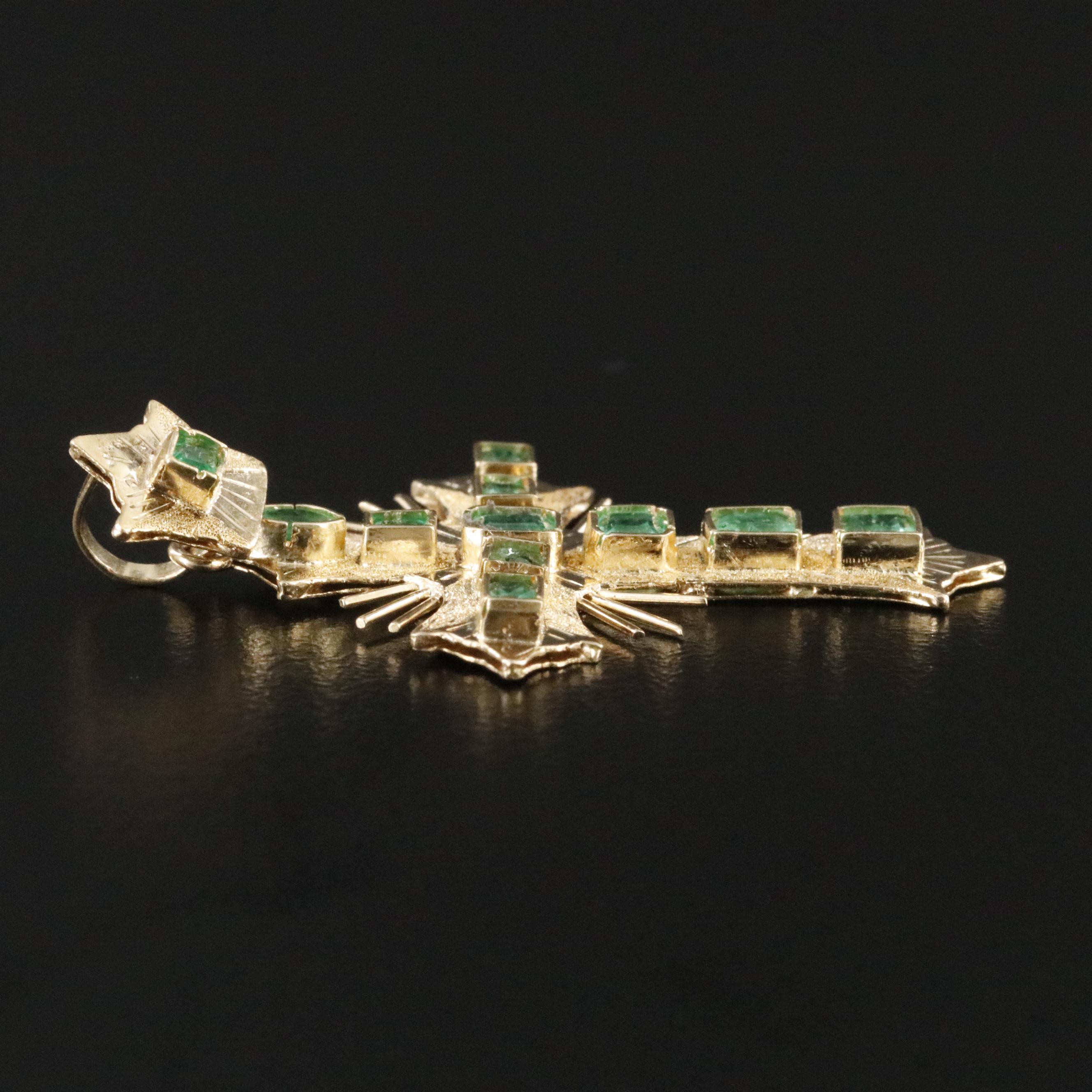 18K Emerald Cross Pendant