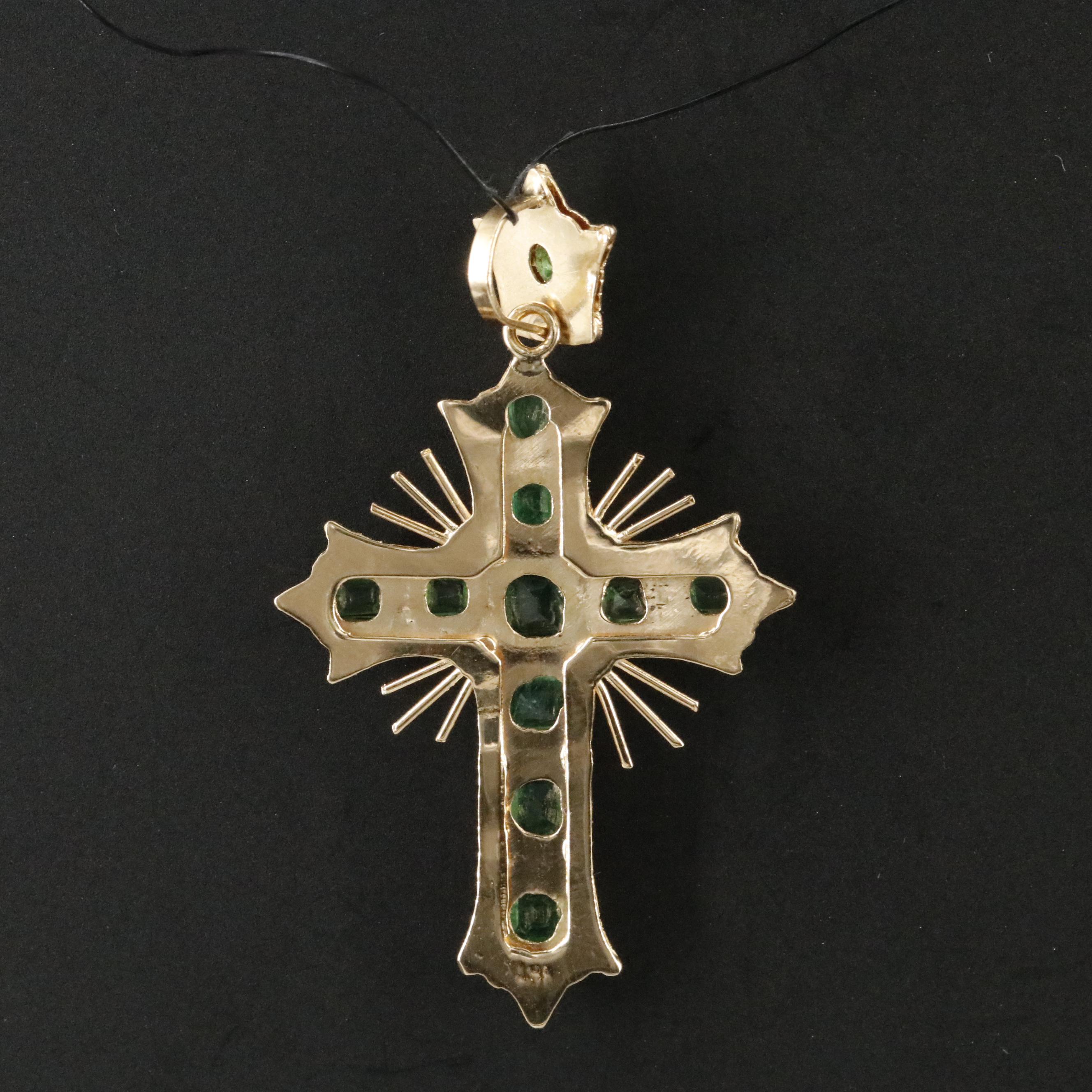 18K Emerald Cross Pendant